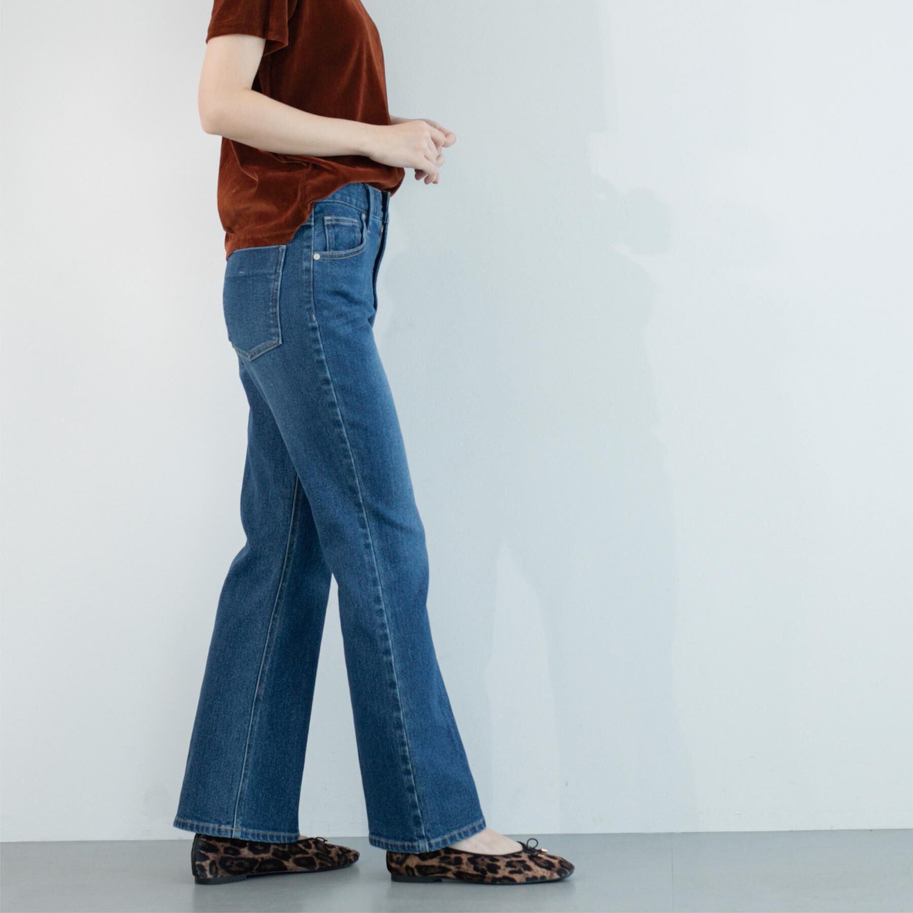 OPAQUE.CLIP「ストレッチセミフレアデニム【洗濯機洗い可】《SS-LLサイズ》」|デニム|