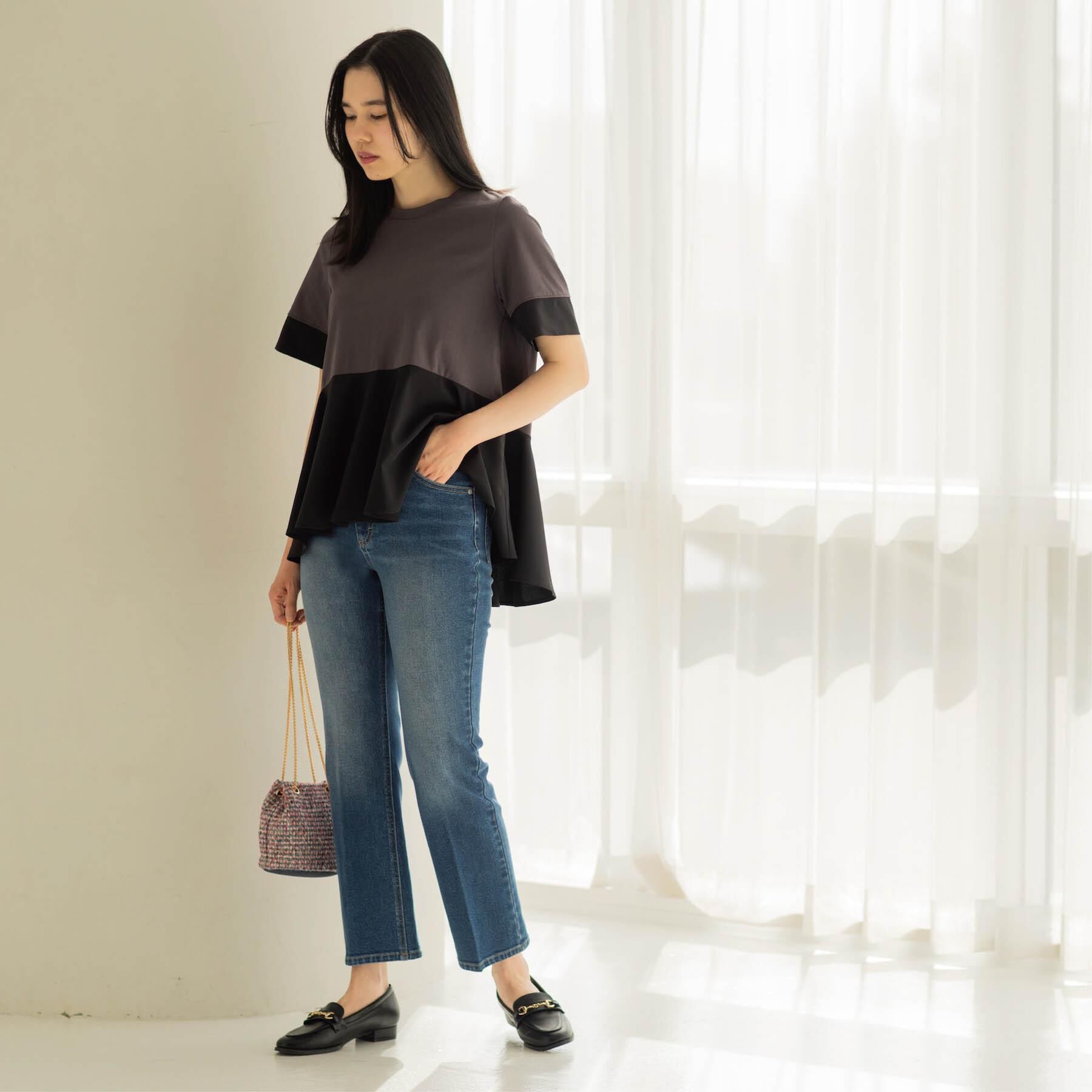 OPAQUE.CLIP「ストレッチセミフレアデニム【洗濯機洗い可】《SS-LLサイズ》」|デニム|