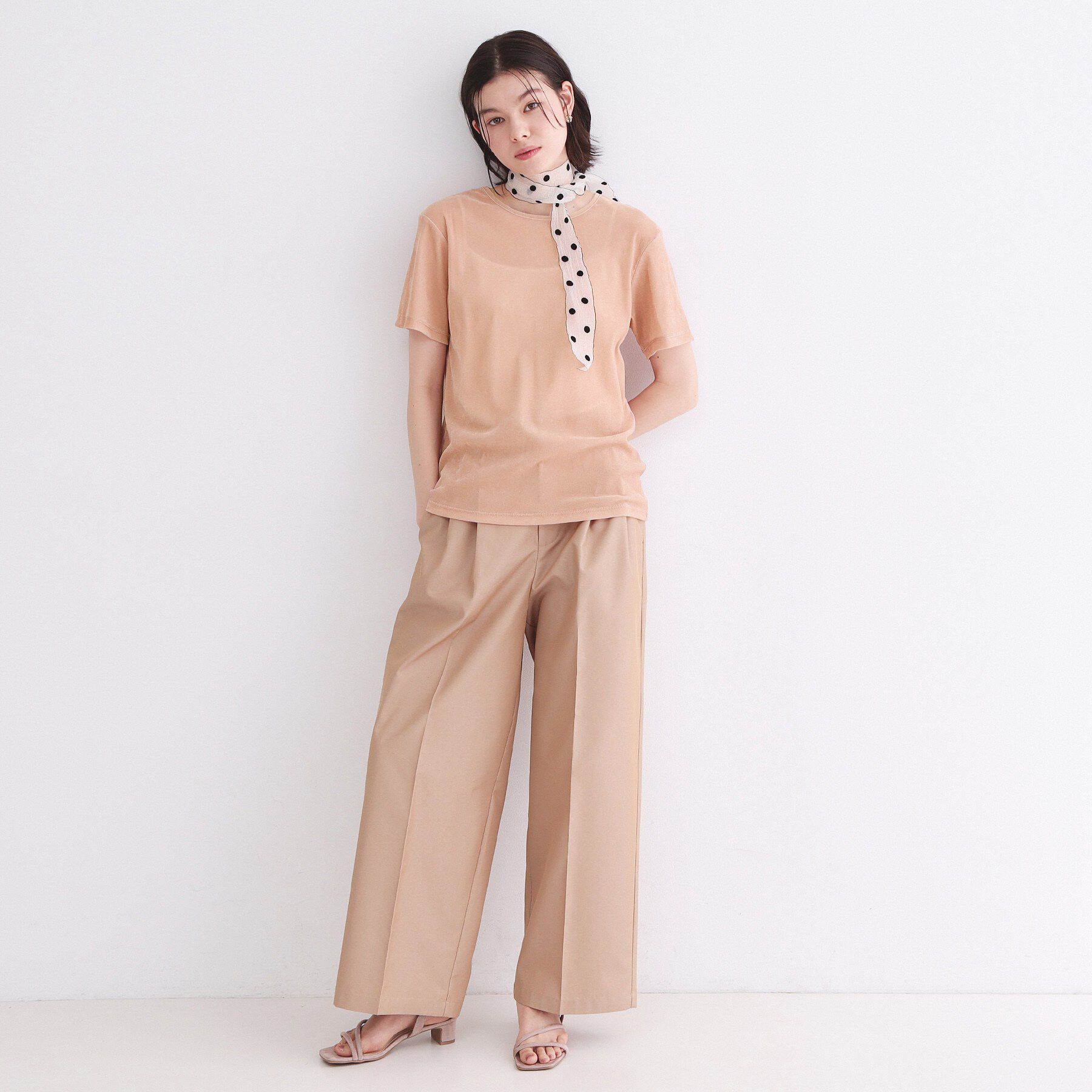 OPAQUE.CLIP「フロッキーチュールTシャツ【洗濯機洗い可】」|Tシャツ・カットソー|