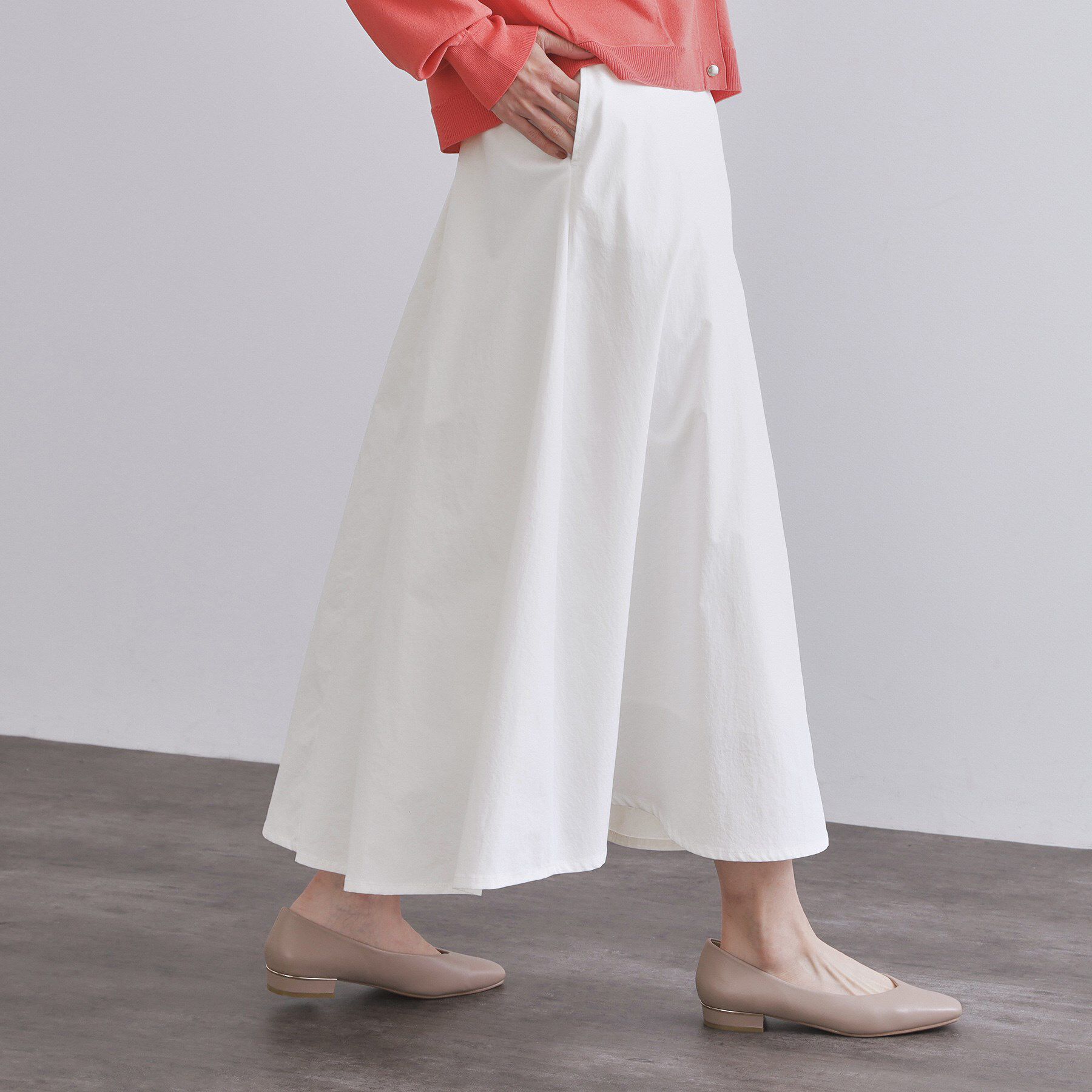 OPAQUE.CLIP「コットンライクフレアスカート【洗濯機洗い可】」|スカート|