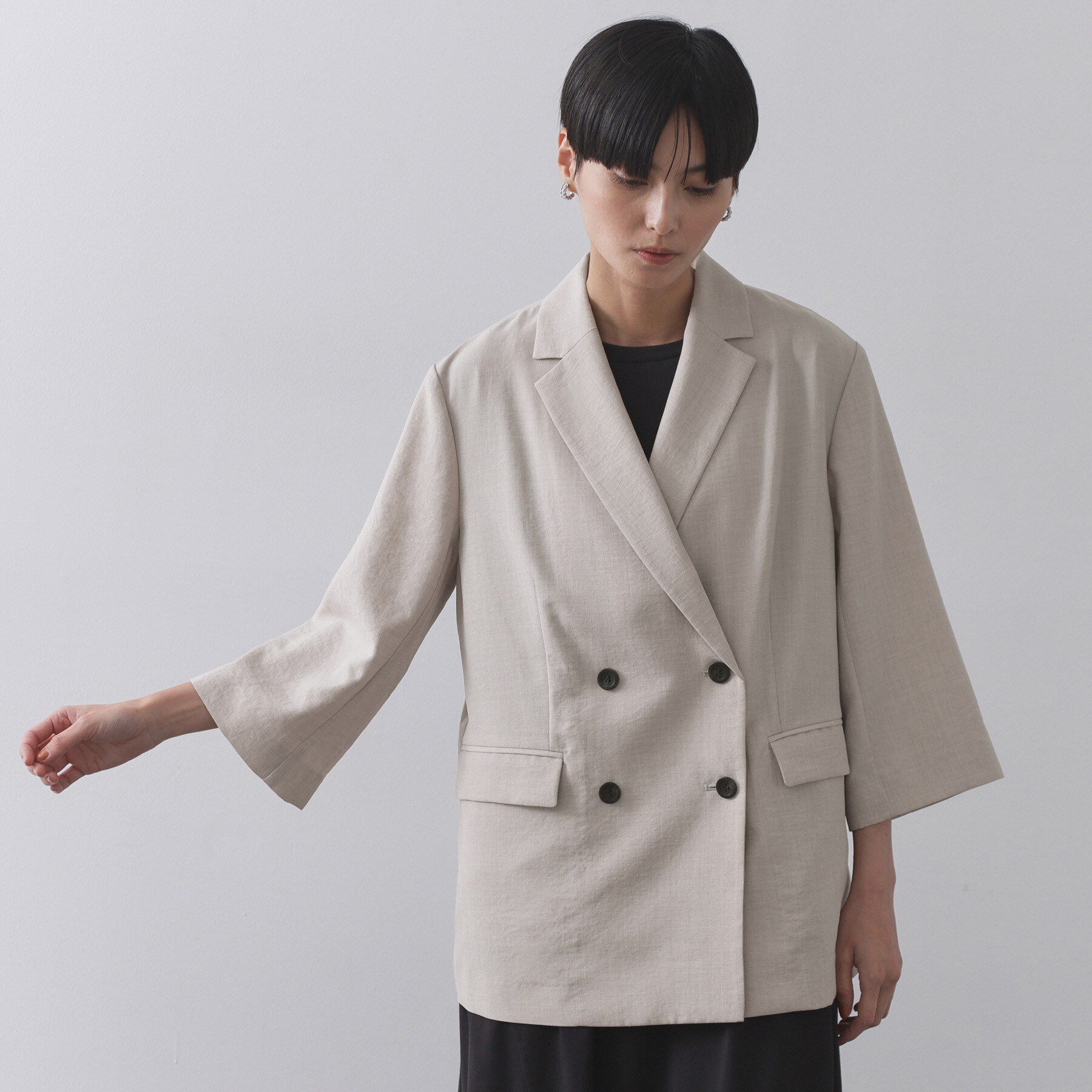 OPAQUE.CLIP「リネンライクダブルジャケット【洗える】」|テーラードジャケット|