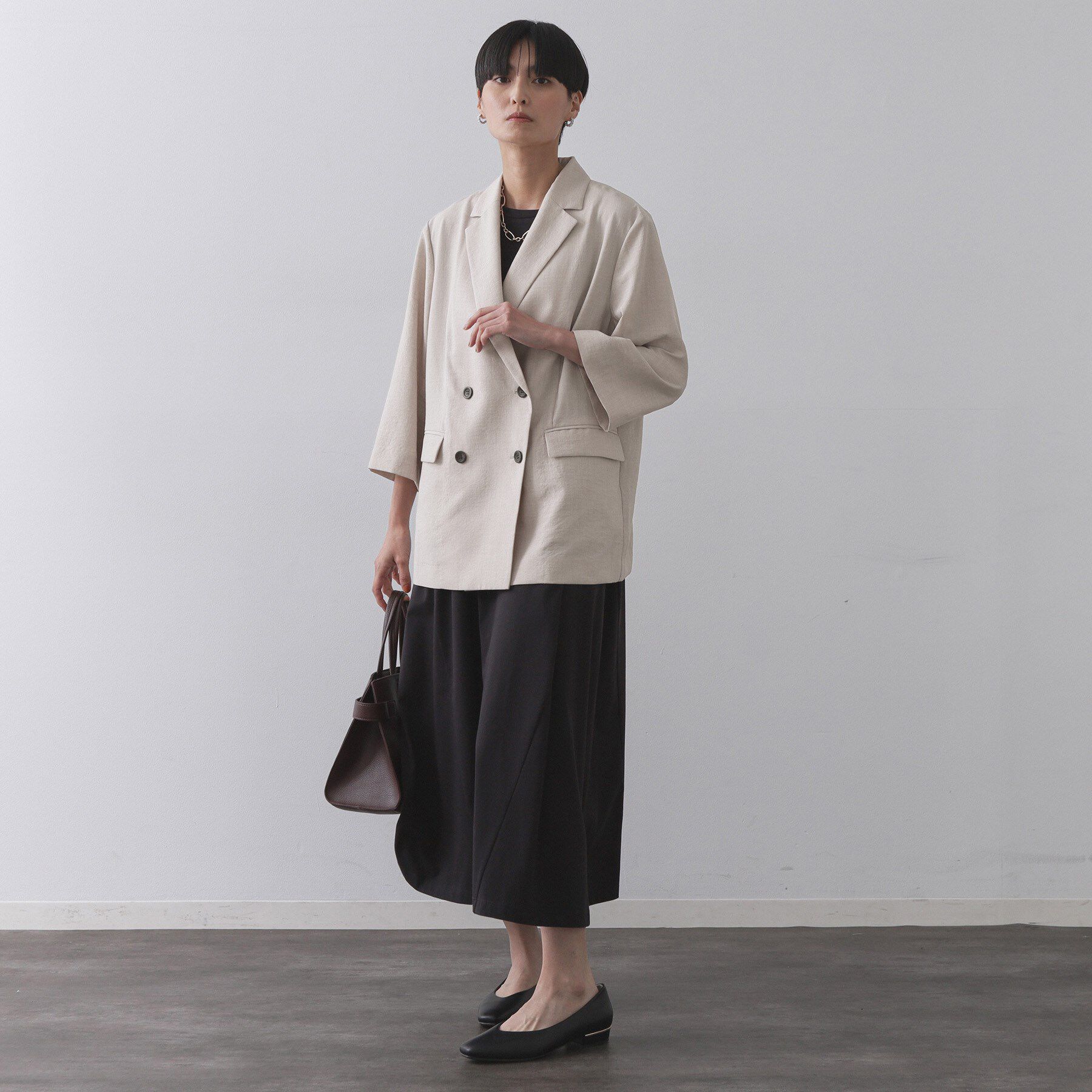 OPAQUE.CLIP「リネンライクダブルジャケット【洗える】」|テーラードジャケット|