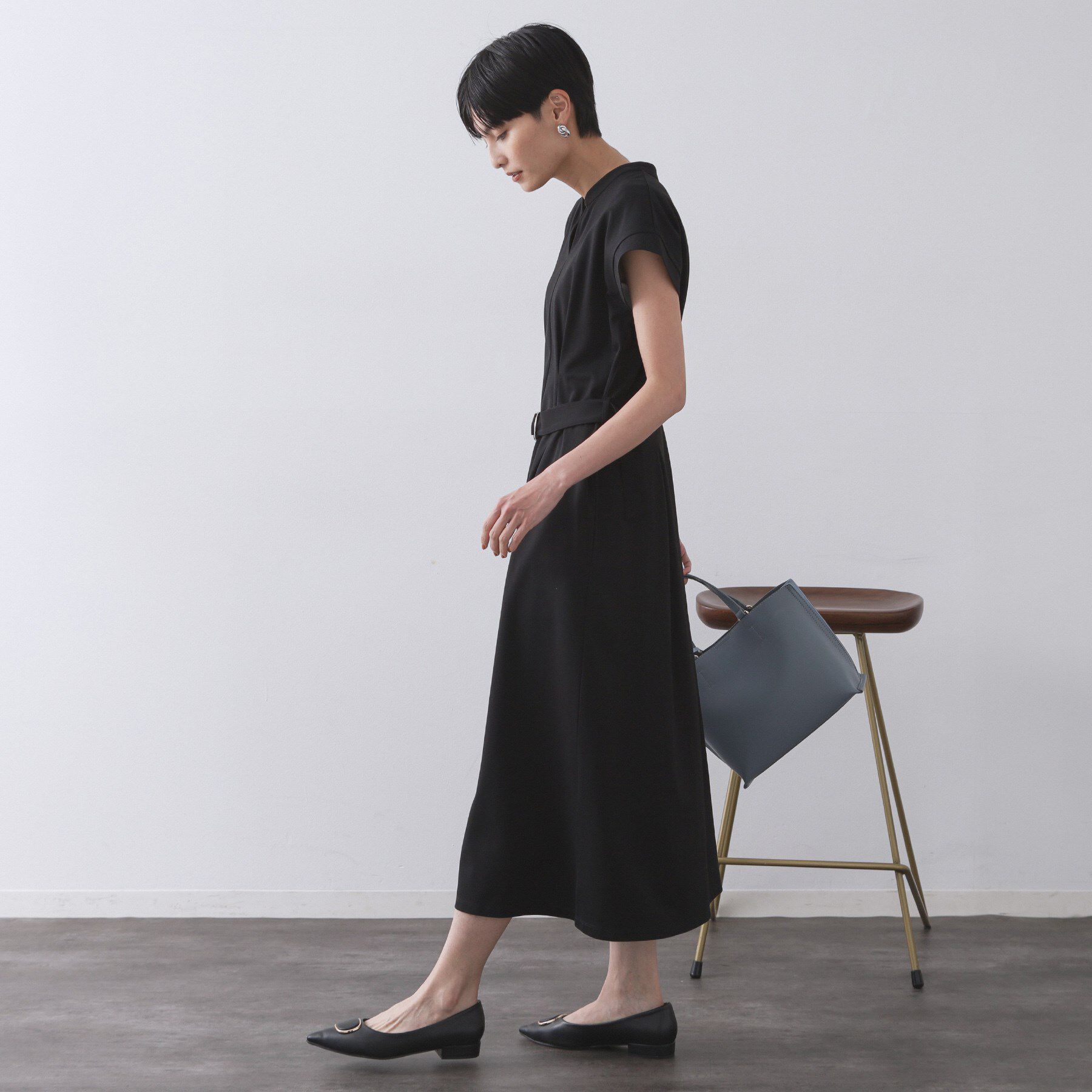 OPAQUE.CLIP「ベルト付きスキッパーワンピース【洗濯機洗い可】」|ワンピース|