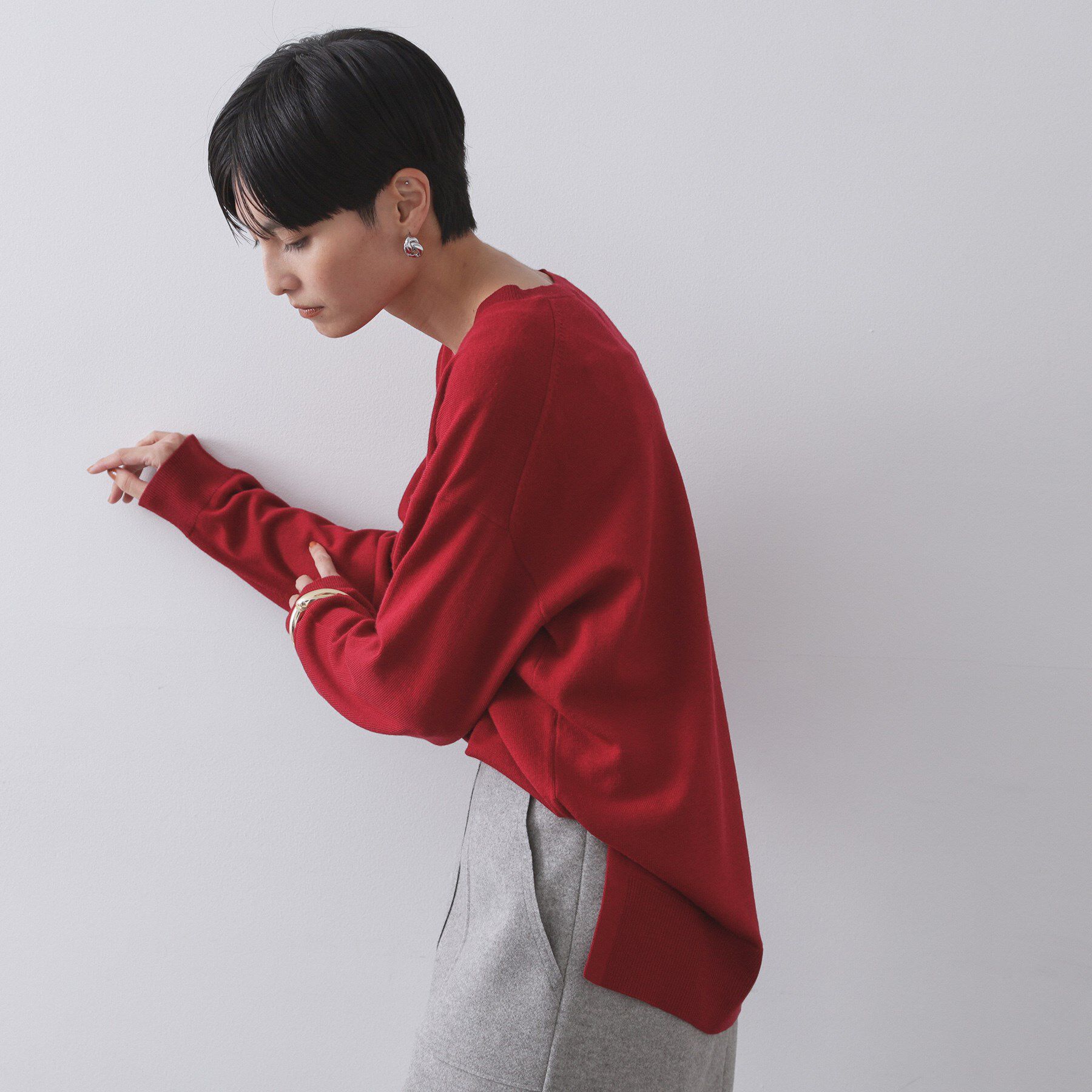 OPAQUE.CLIP「Vネックニット/エクストラファインメリノウール【THEシリーズ/洗濯機OK】」|ニット・セーター|