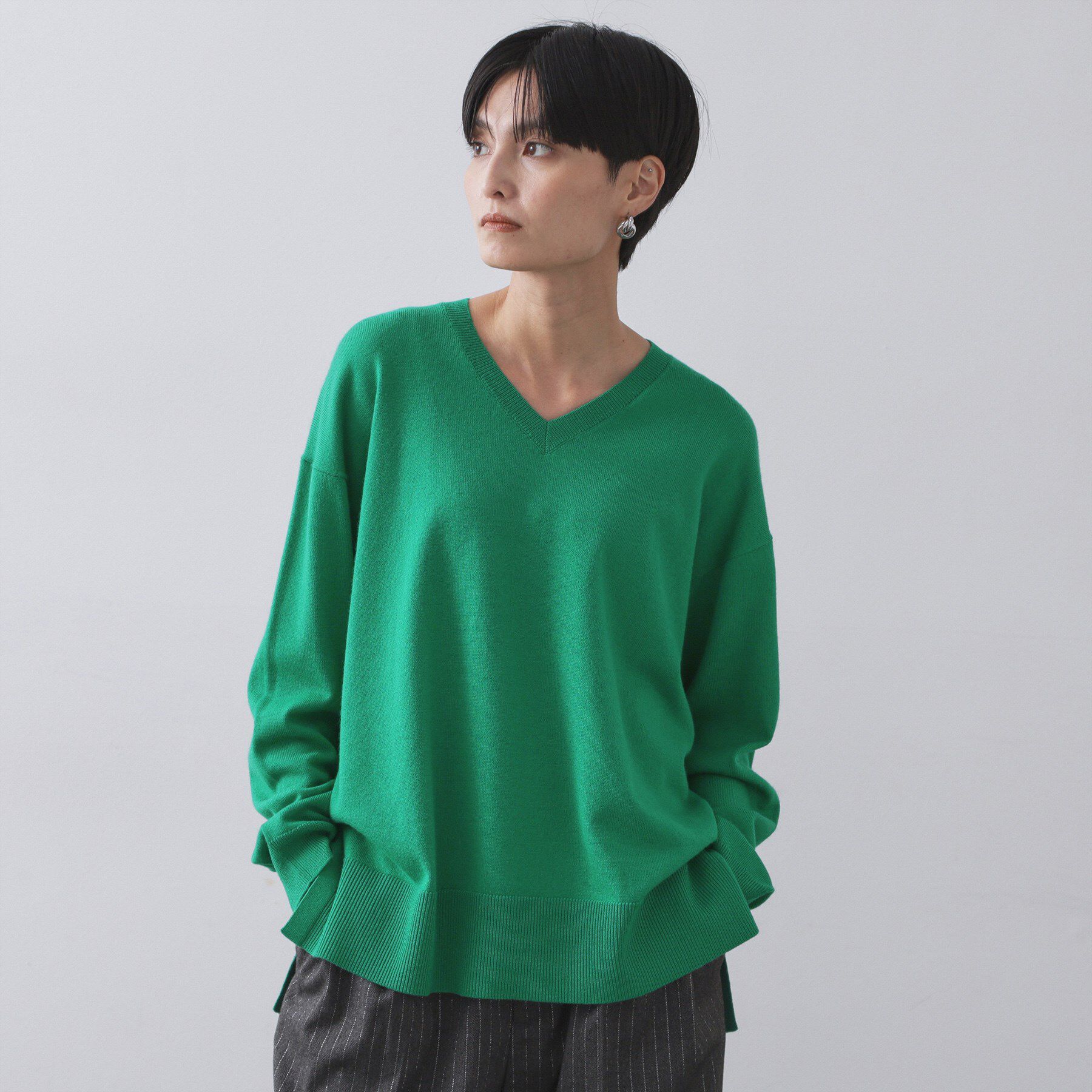 OPAQUE.CLIP「Vネックニット/エクストラファインメリノウール【THEシリーズ/洗濯機OK】」|ニット・セーター|