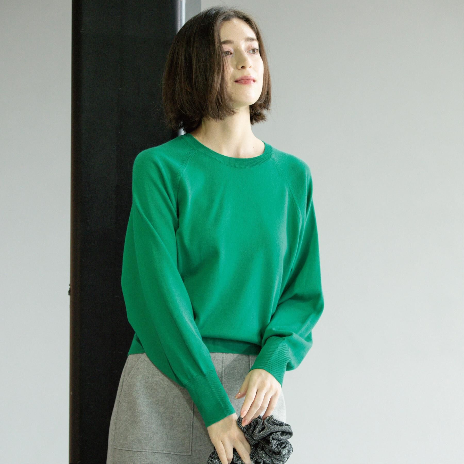 OPAQUE.CLIP「ラグランクルーネックニット/エクストラファインメリノウール【THEシリーズ/洗濯機OK】」|ニット・セーター|