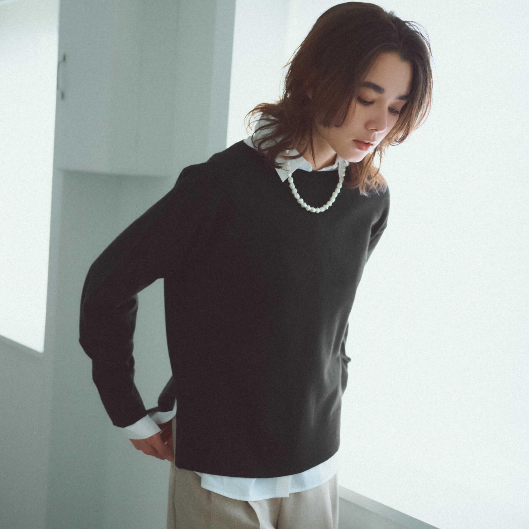 OPAQUE.CLIP「ボートネックニット/エクストラファインメリノウール【THEシリーズ/洗濯機OK】」|ニット・セーター|