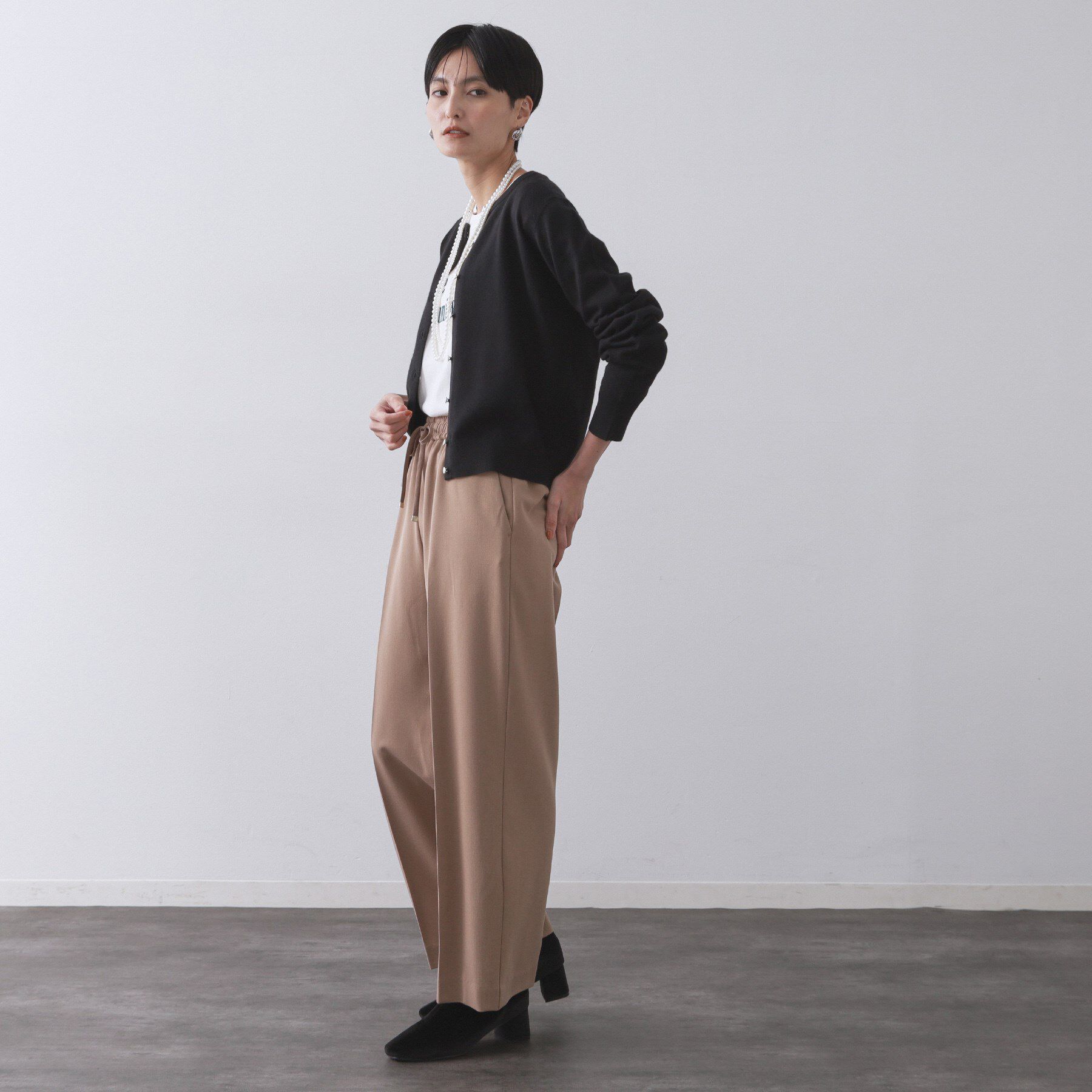 OPAQUE.CLIP「クルーニットカーディガン/エクストラファインメリノウール【THEシリーズ/洗濯機OK】」|カーディガン|