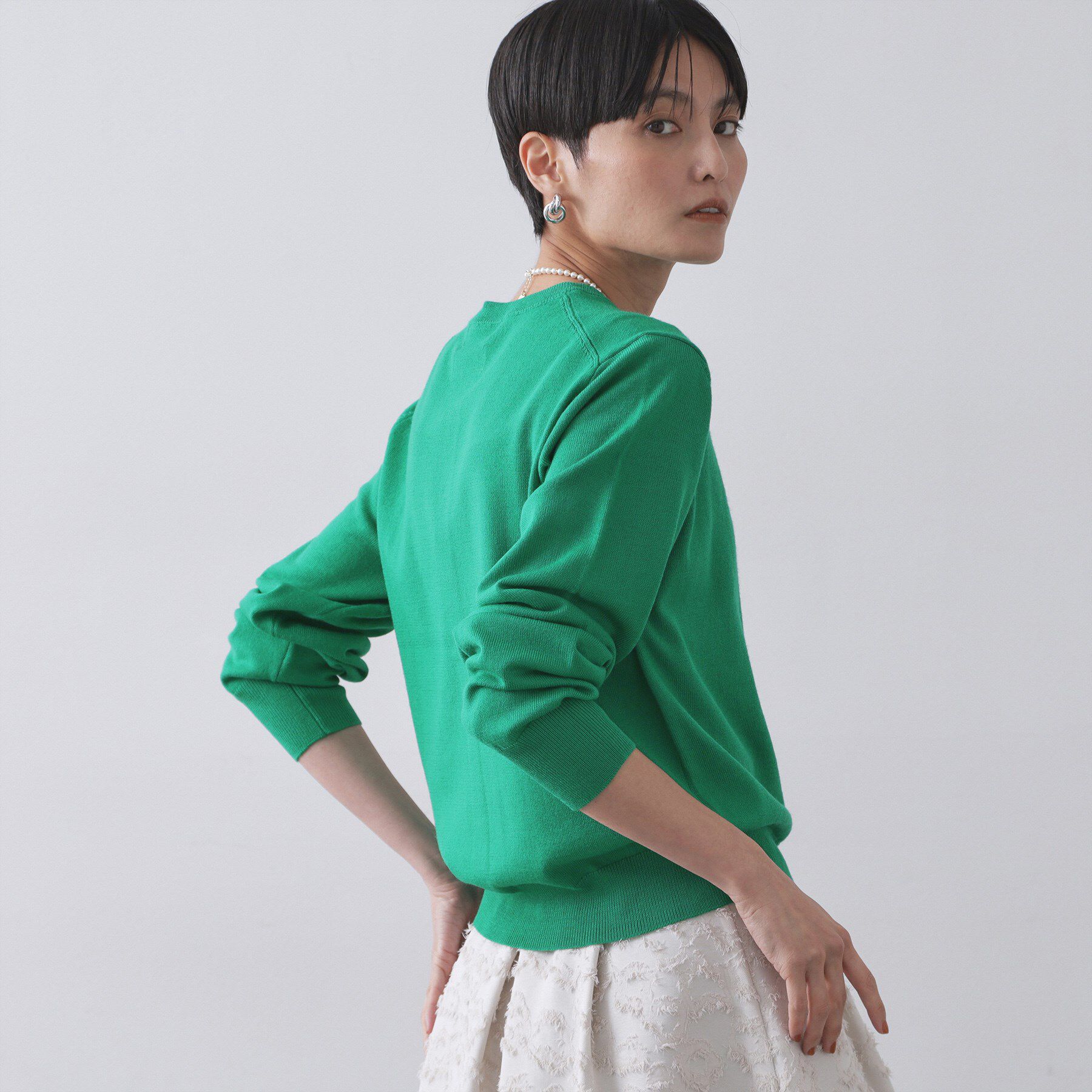 OPAQUE.CLIP「クルーニットカーディガン/エクストラファインメリノウール【THEシリーズ/洗濯機OK】」|カーディガン|