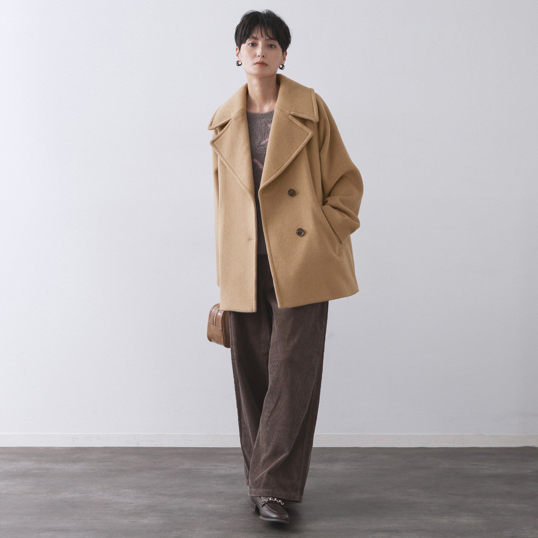 OPAQUE.CLIP「カシミヤブレンドウールミドルピーコート」|ピーコート|