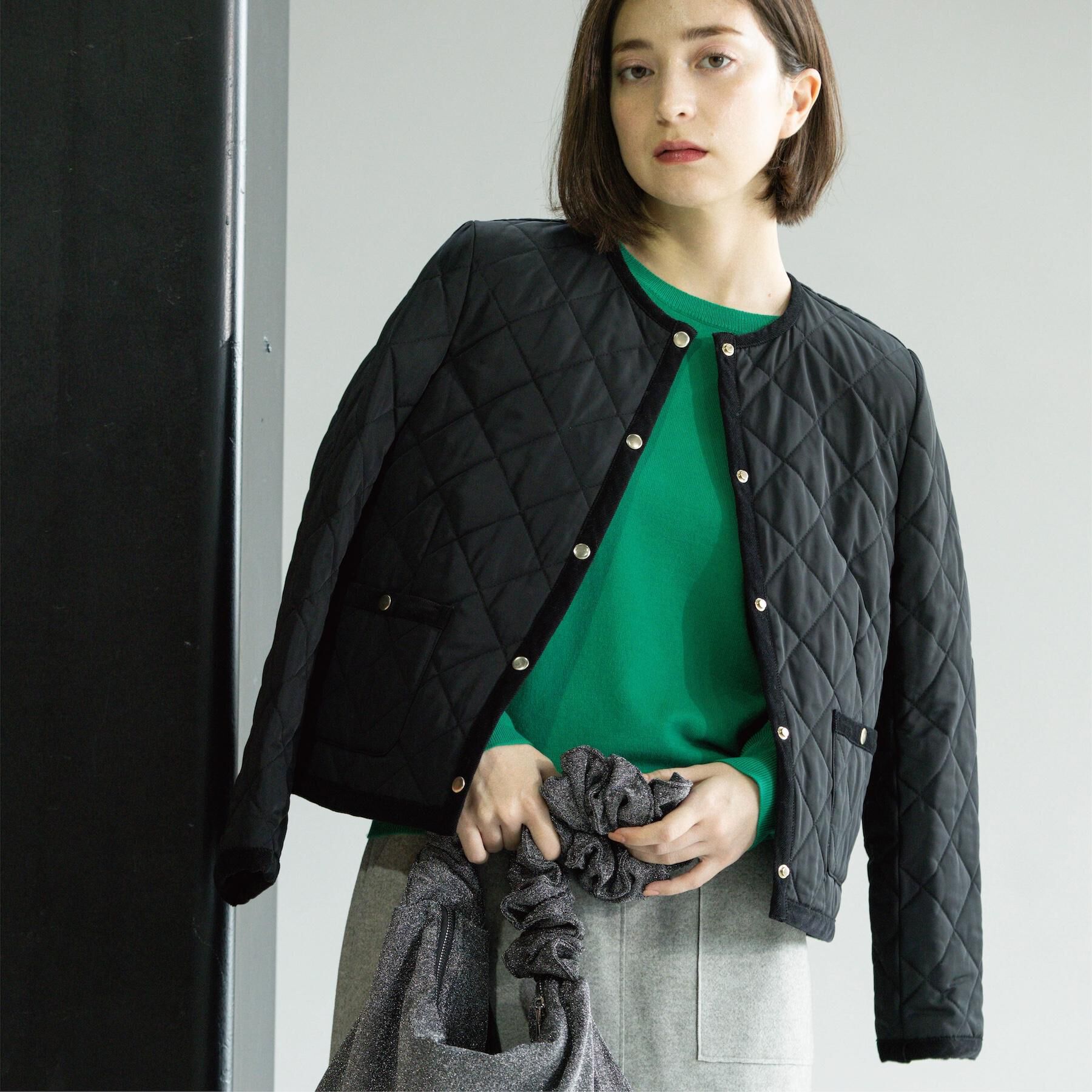 OPAQUE.CLIP「撥水キルティングノーカラージャケット【洗濯機洗い可】」|ノーカラージャケット|