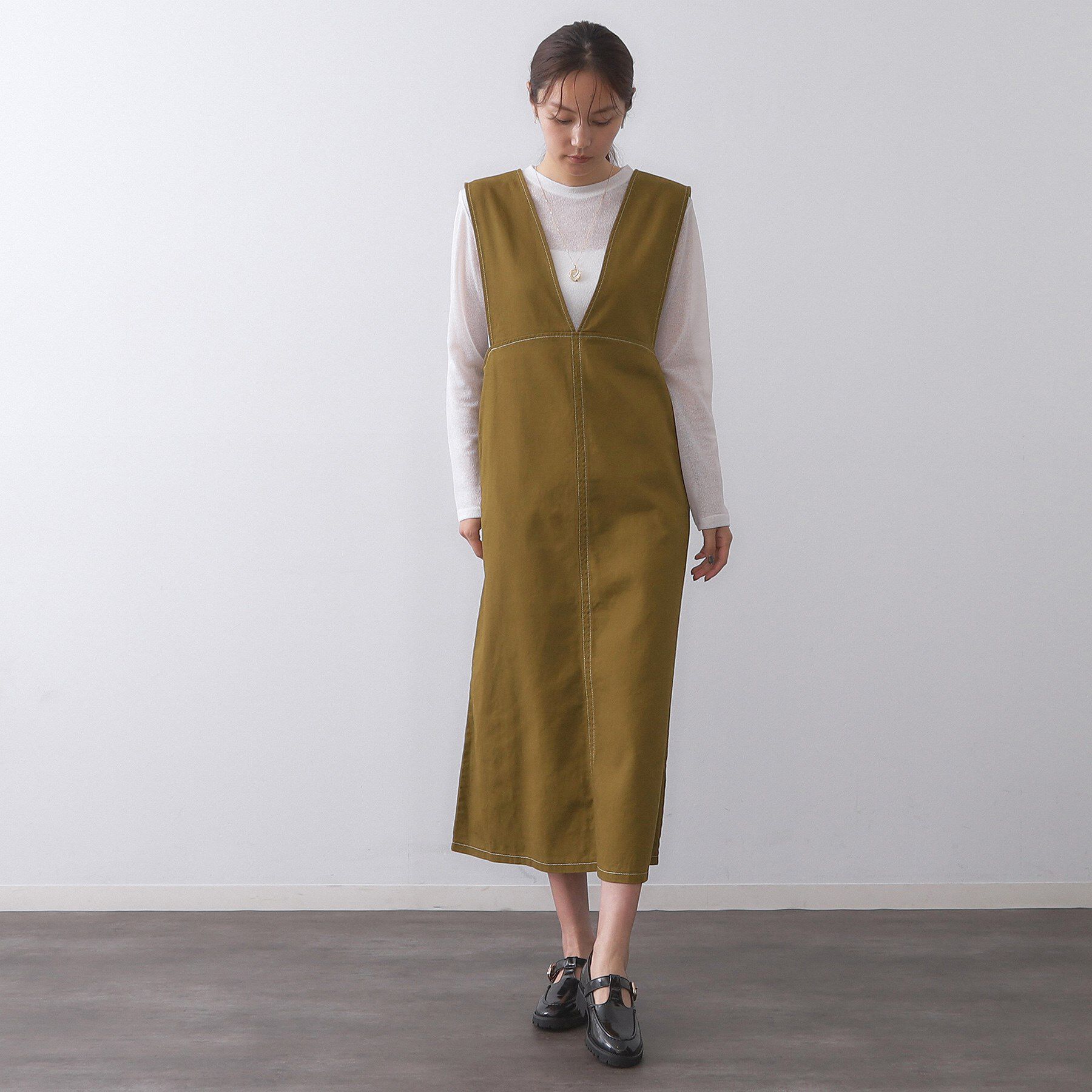 OPAQUE.CLIP「配色ステッチジャンスカ【洗濯機洗い可】」|ワンピース|