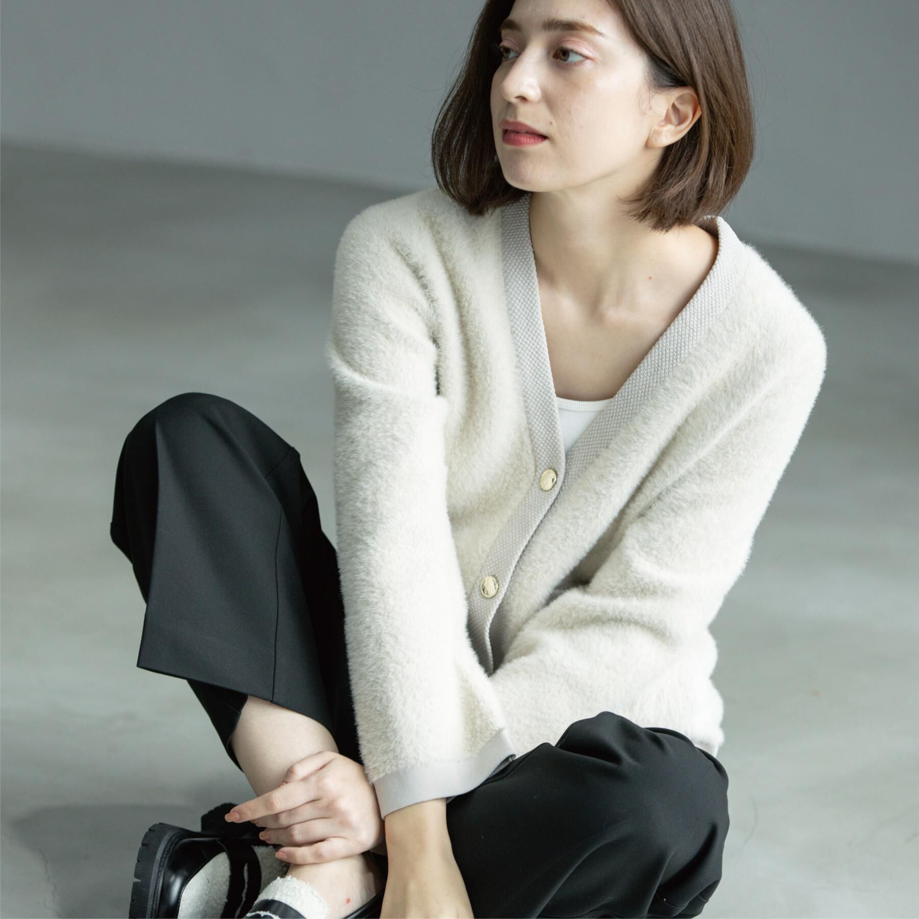 OPAQUE.CLIP「フェザーヤーンカーディガン【洗濯機OK/抗ピル】」|カーディガン|