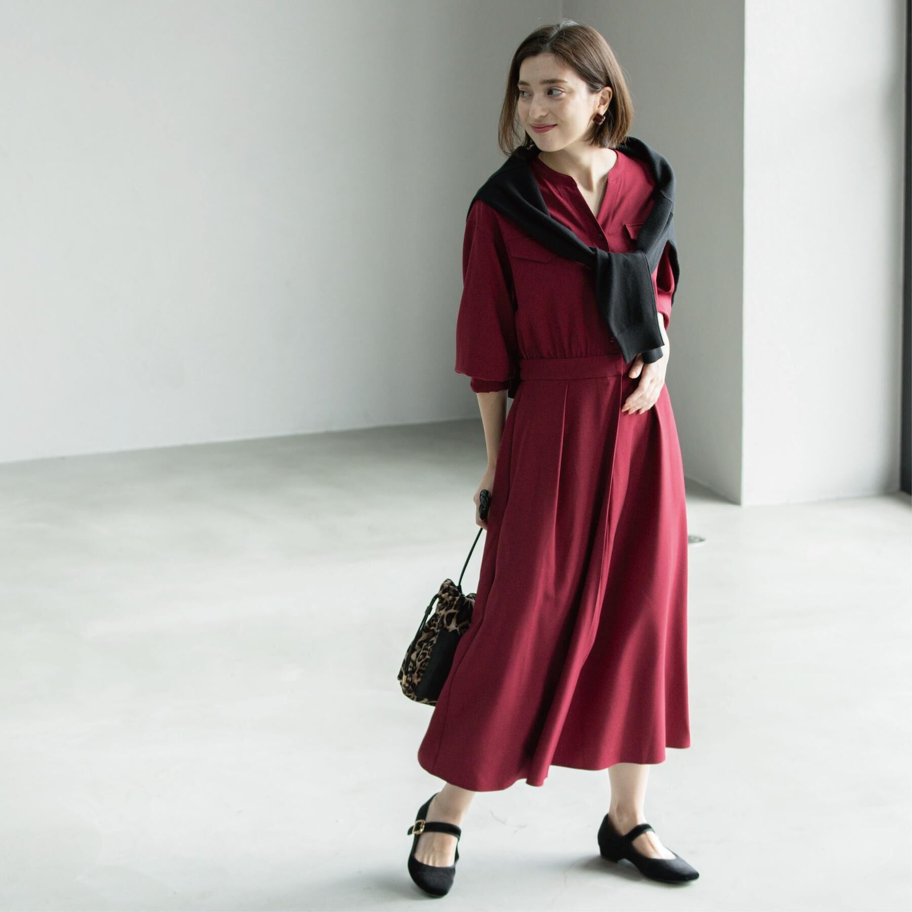 OPAQUE.CLIP「ウールライクフィット＆フレアワンピース【洗濯機OK】」|ワンピース|