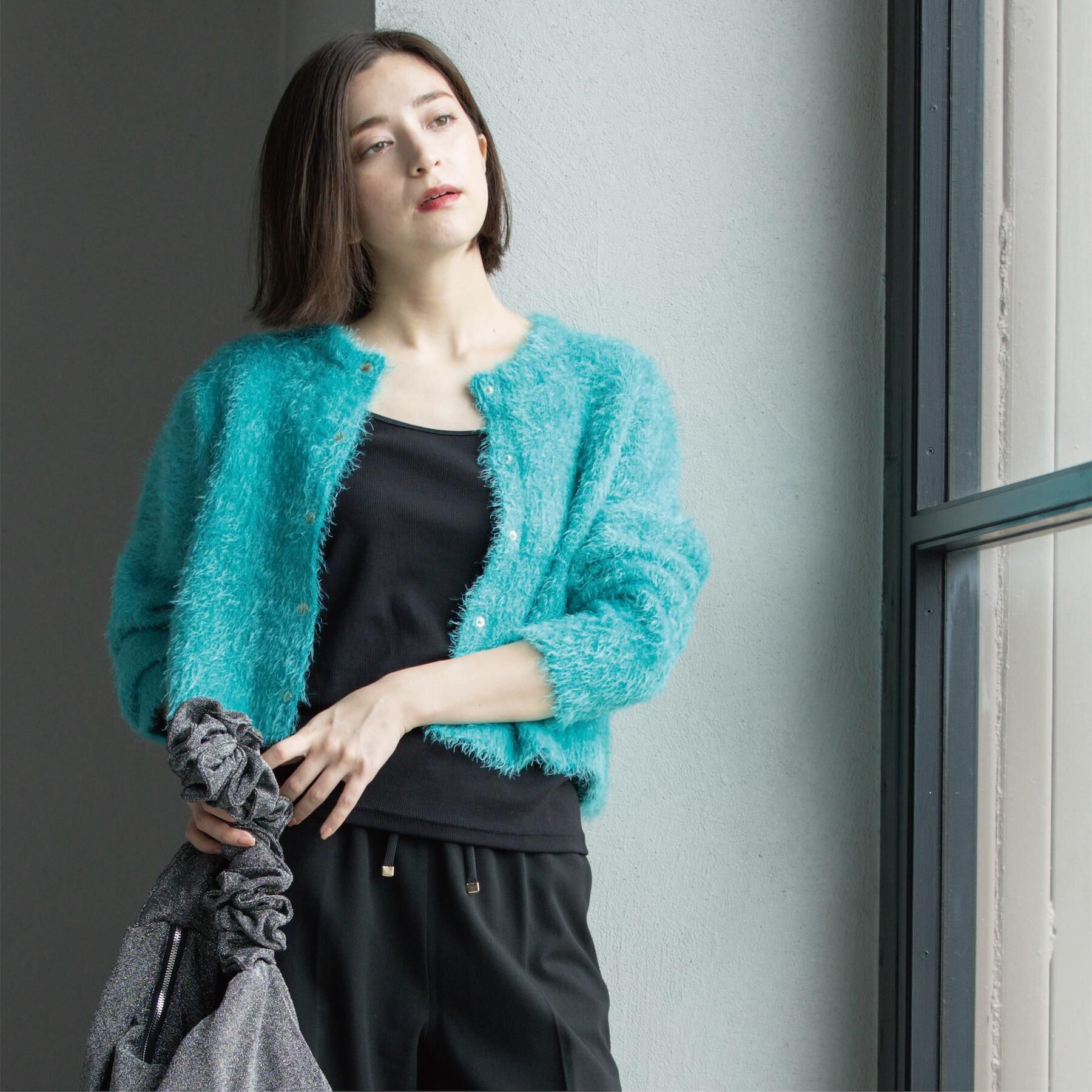 OPAQUE.CLIP「シャギーショートカーディガン【洗濯機OK】《6col》」|カーディガン|