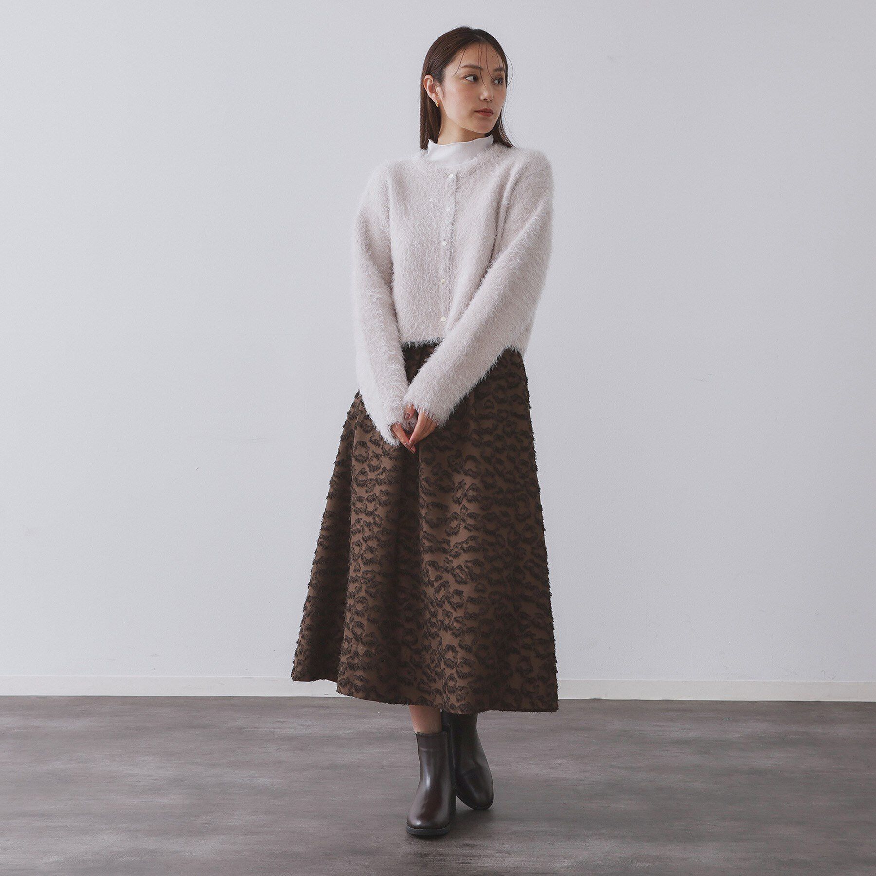 OPAQUE.CLIP「シャギーショートカーディガン【洗濯機OK】《6col》」|カーディガン|