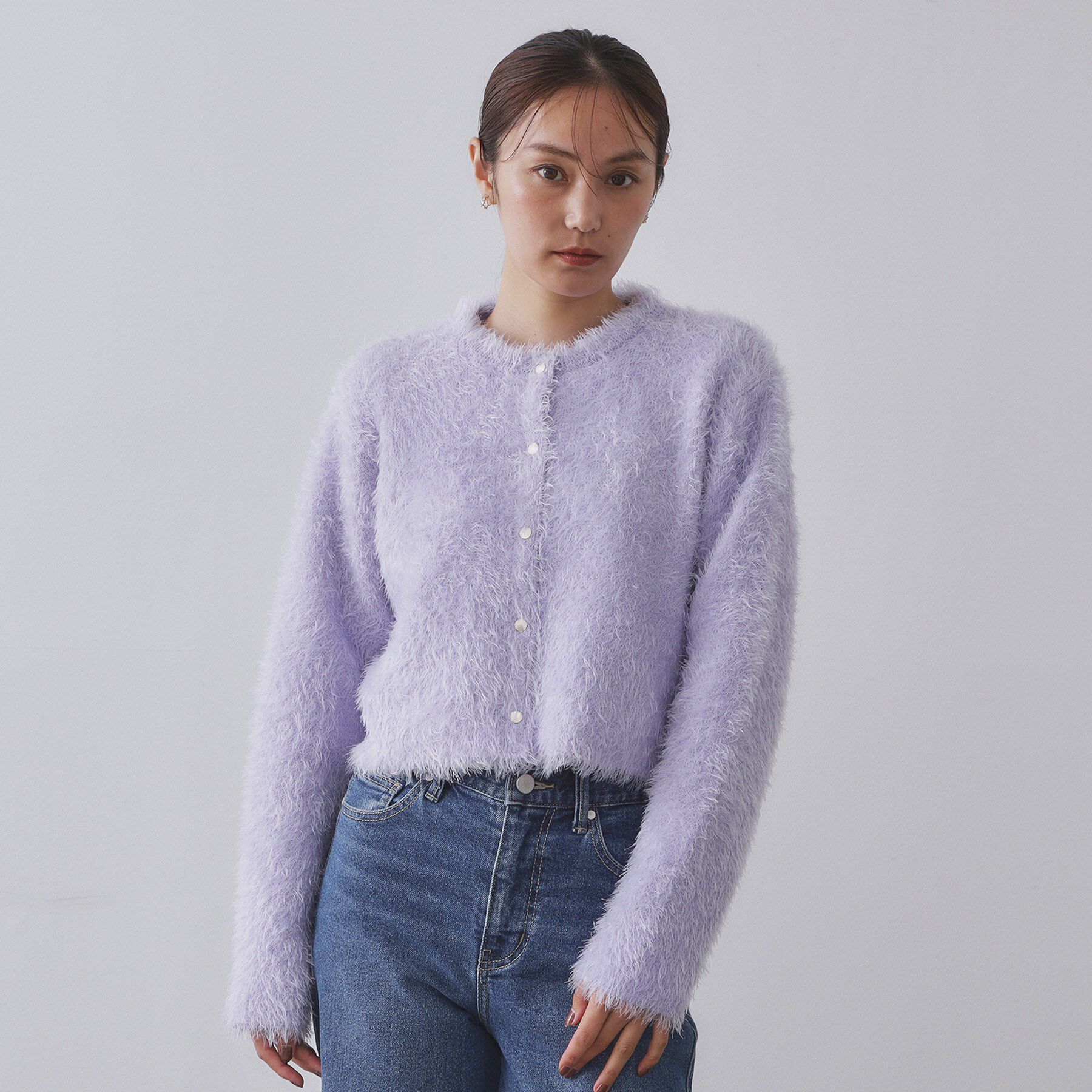 OPAQUE.CLIP「シャギーショートカーディガン【洗濯機OK】《6col》」|カーディガン|