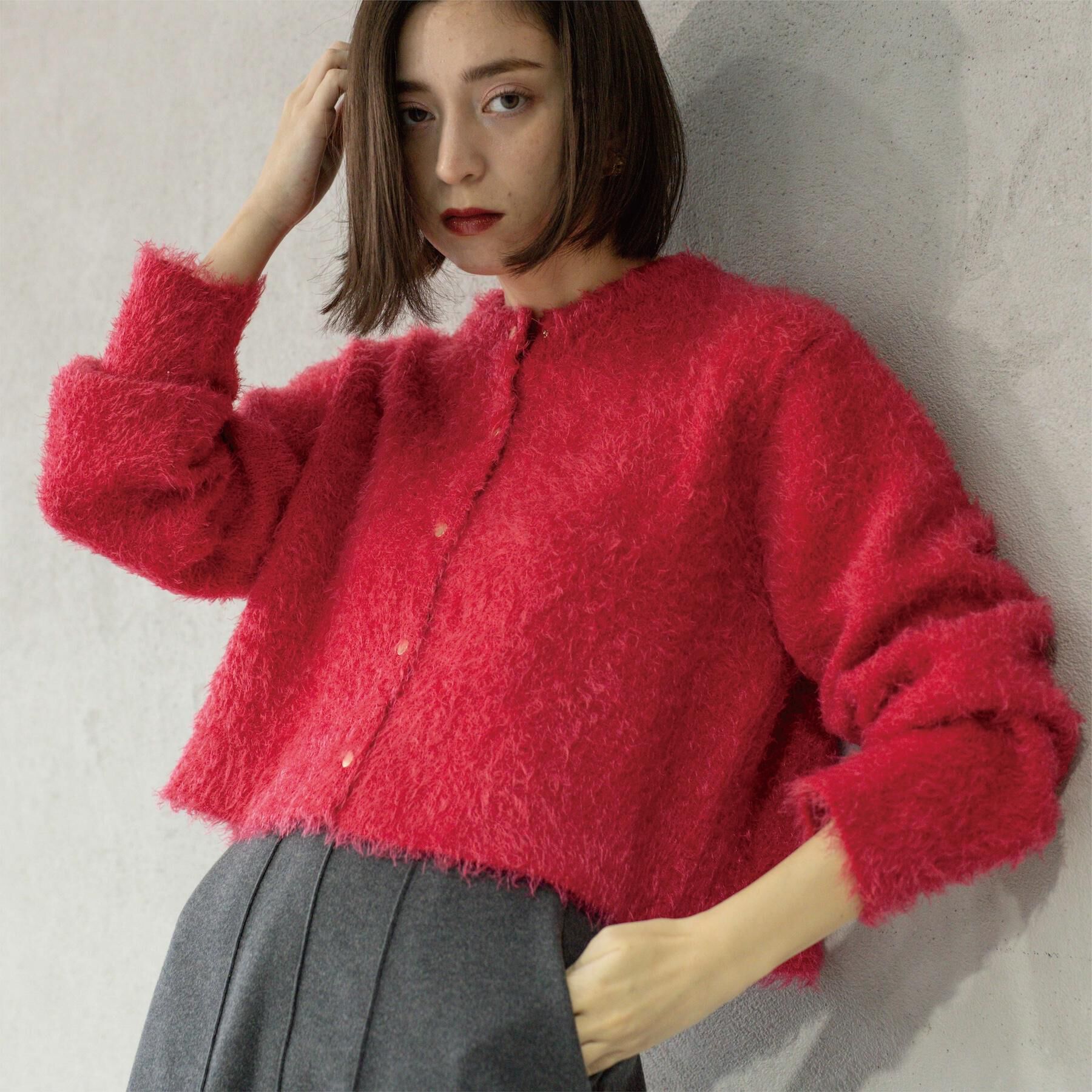 OPAQUE.CLIP「シャギーショートカーディガン【洗濯機OK】《6col》」|カーディガン|ピンク(073)