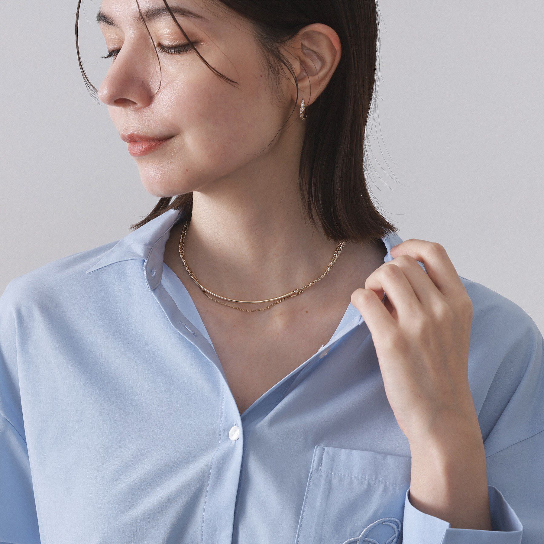 OPAQUE.CLIP「【2SET】チェーンバー2連ネックレス」|ネックレス|