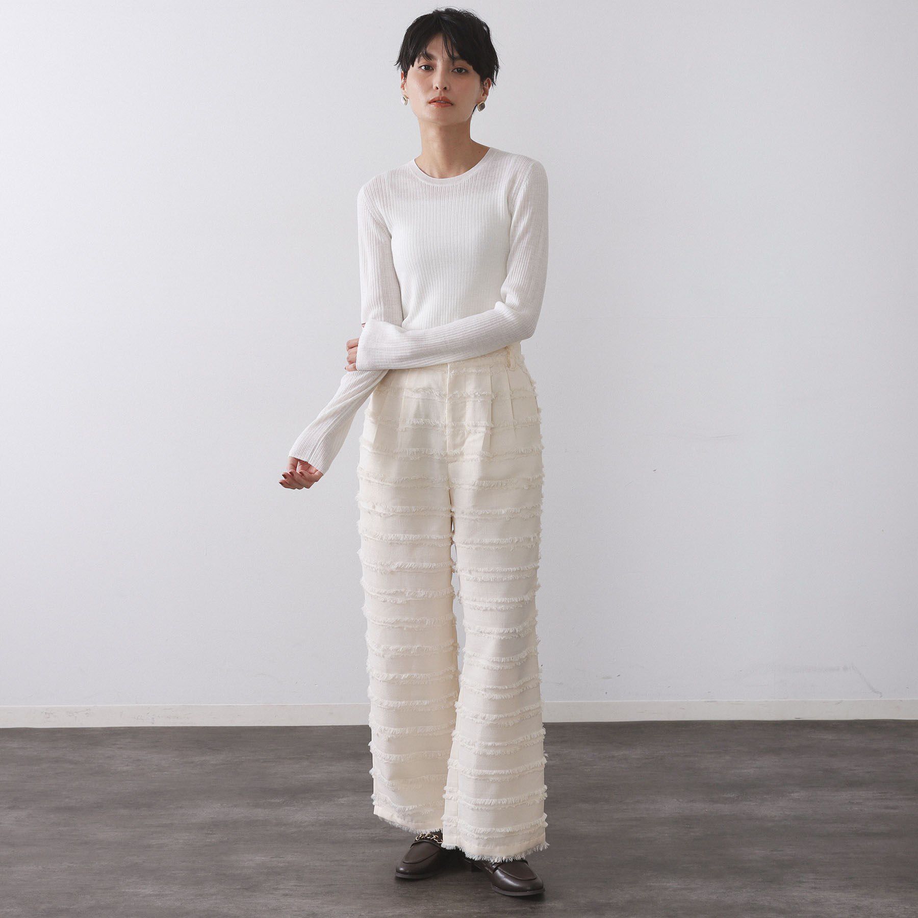 OPAQUE.CLIP「シアーリブニット【洗濯機OK】」|ニット・セーター|