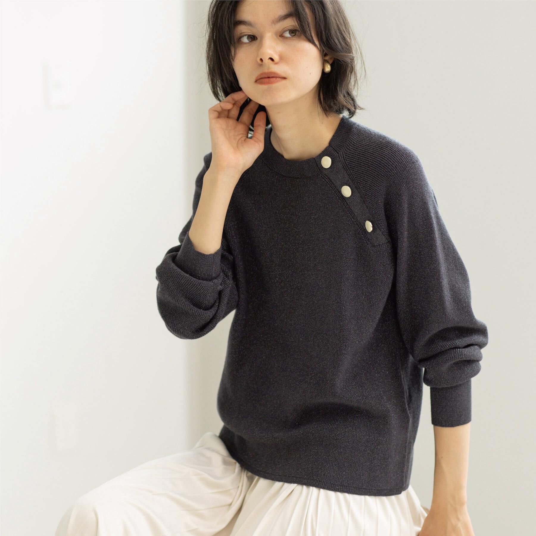 OPAQUE.CLIP「ボタンデザインラメニット【洗濯機OK】」|ニット・セーター|
