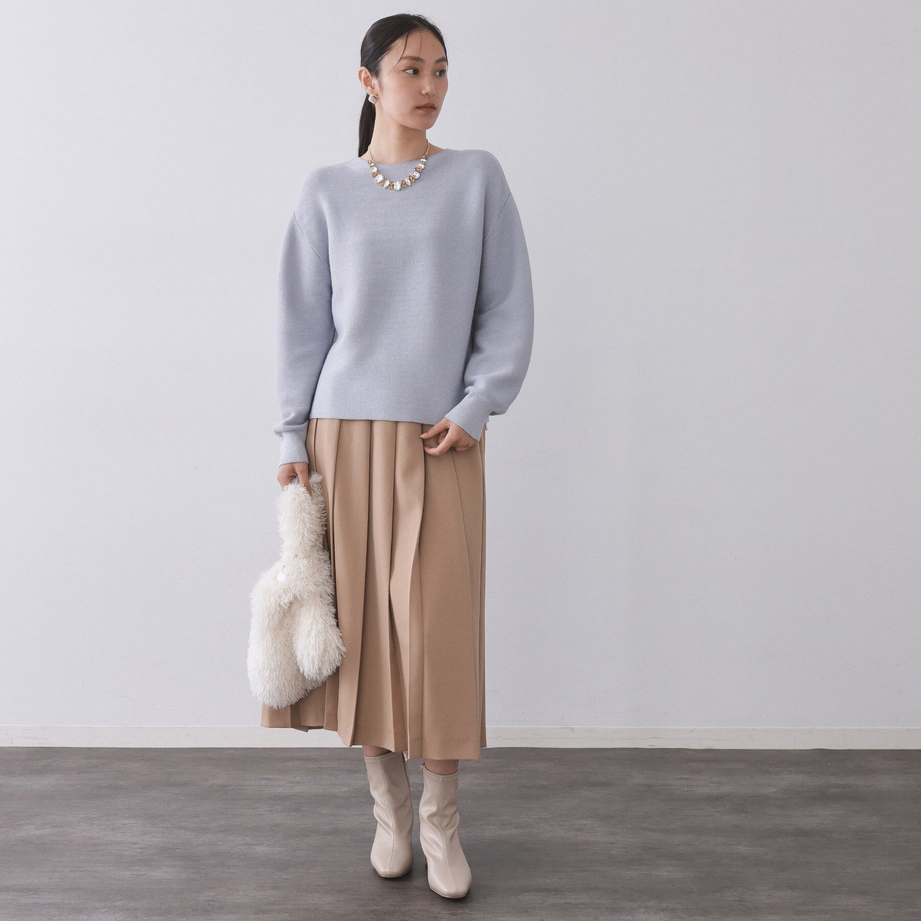 OPAQUE.CLIP「ラメガーターボートネックニット【洗濯機OK】」|ニット・セーター|