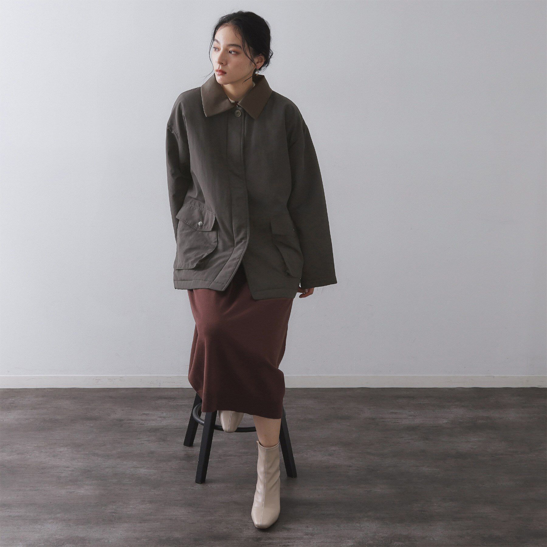 OPAQUE.CLIP「《CLASSY掲載》ステンカラー中綿コート【洗濯機OK】」|ステンカラーコート|