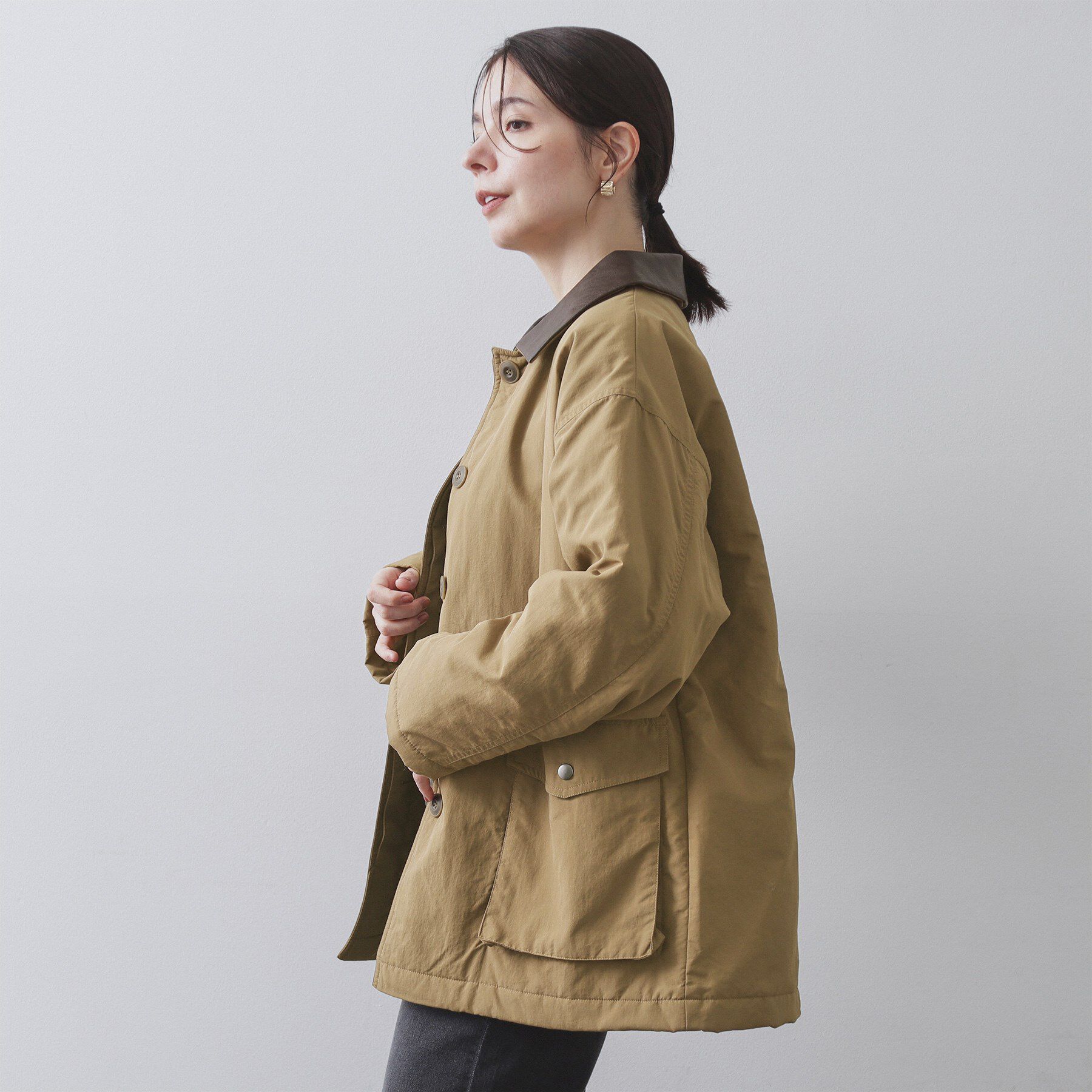 OPAQUE.CLIP「《CLASSY掲載》ステンカラー中綿コート【洗濯機OK】」|ステンカラーコート|