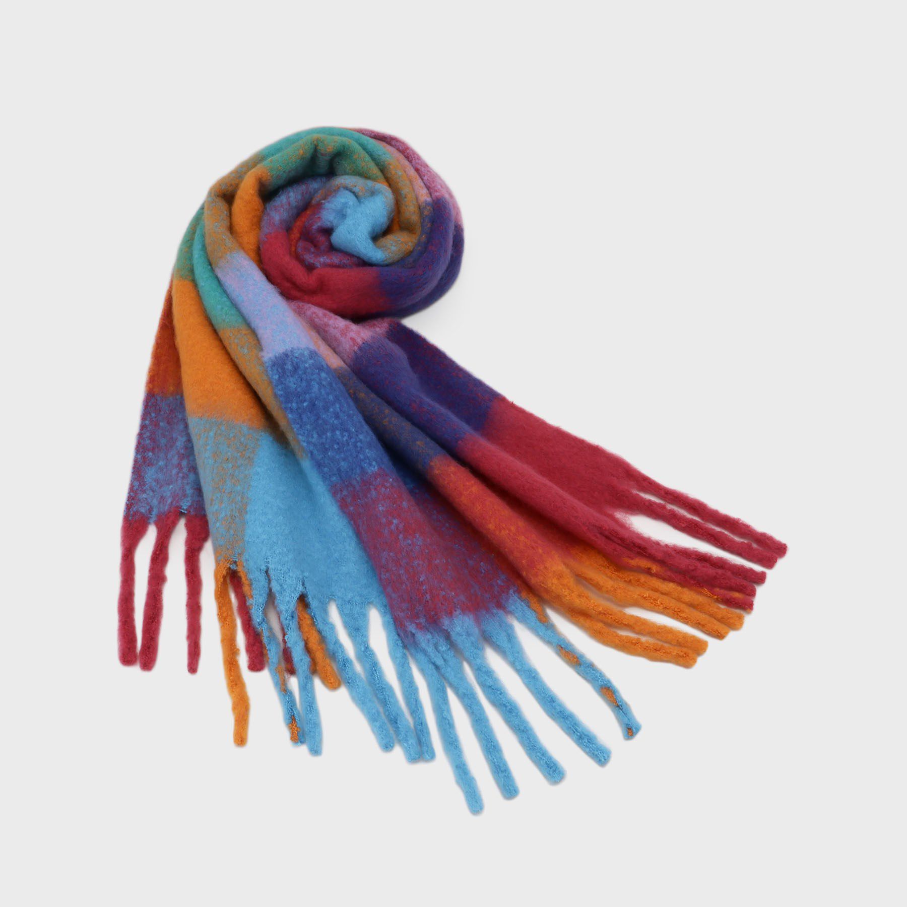 OPAQUE.CLIP「マルチカラーチェックボリュームストール」|ストール|ピンク(272)