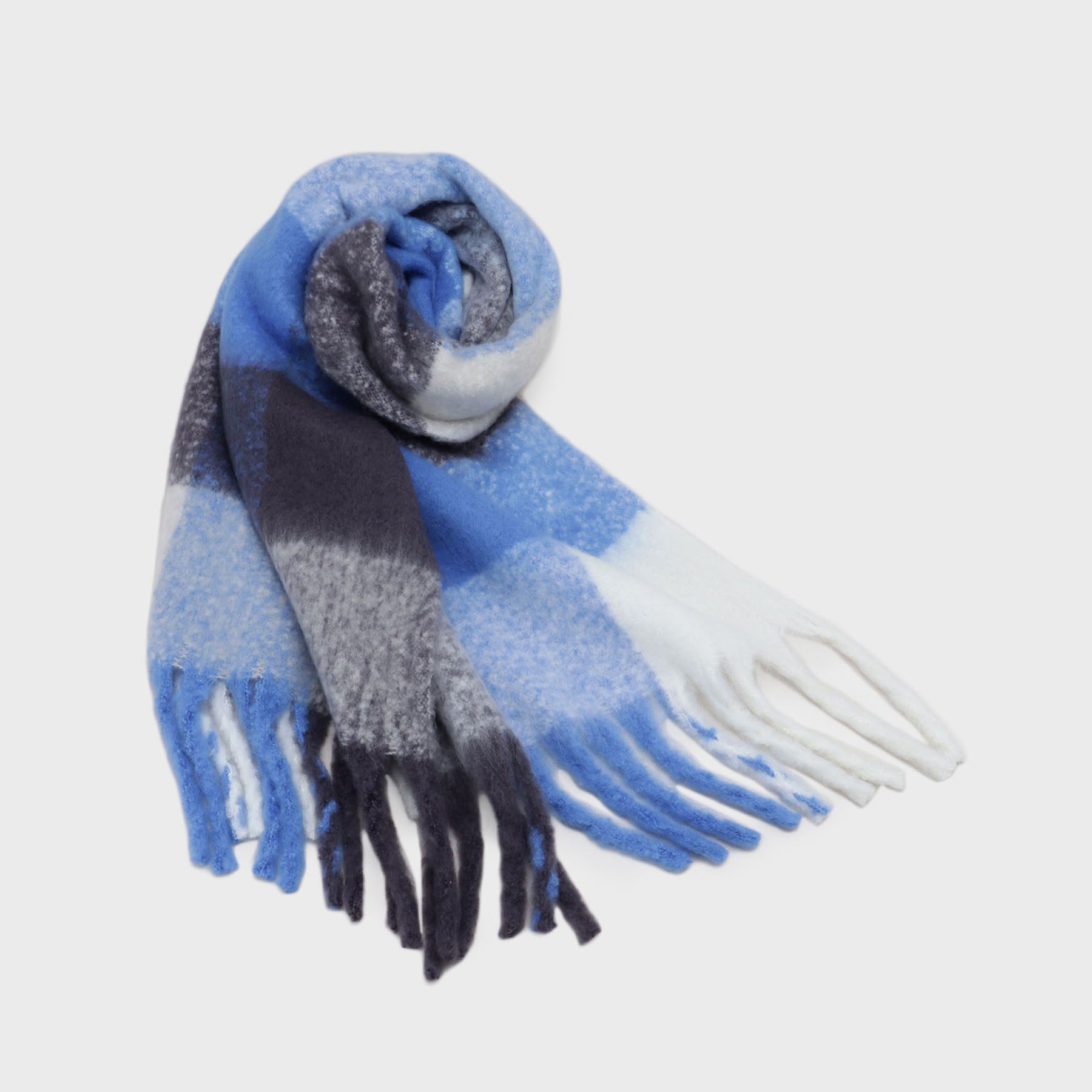 OPAQUE.CLIP「マルチカラーチェックボリュームストール」|ストール|ブルー(292)