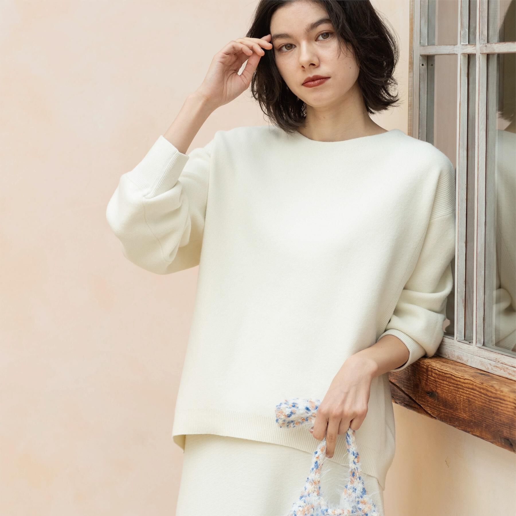 OPAQUE.CLIP「サイド編地切替ニットトップス/セットアップ対応【洗濯機OK】」|ニット・セーター|