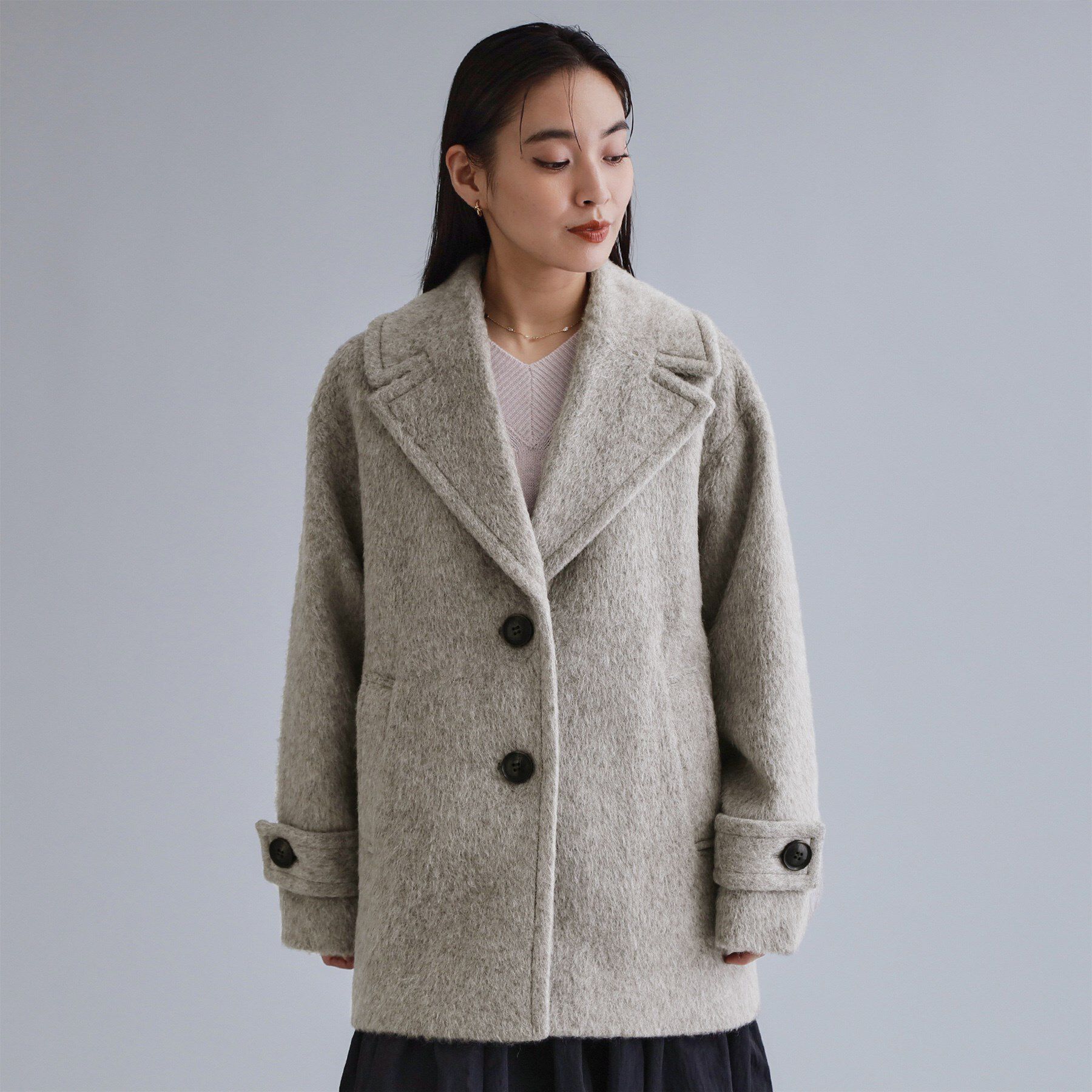 OPAQUE.CLIP「【es】《Mapel／マペル》シャギーミドルコート」|チェスターコート|