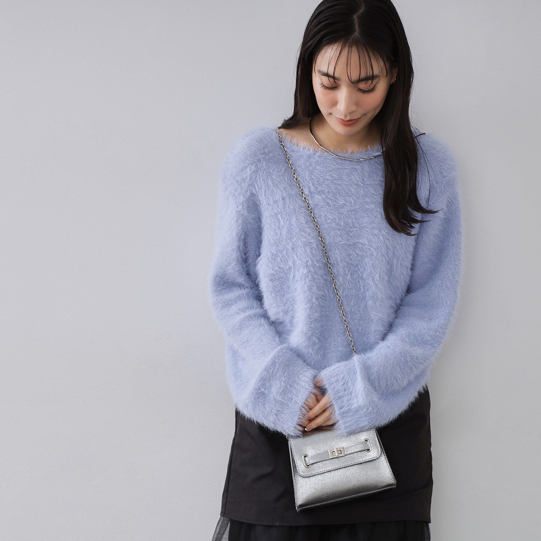 OPAQUE.CLIP「シャイニー合皮スクエアデザインチェーンミニショルダーバッグ」|ショルダー・メッセンジャー|