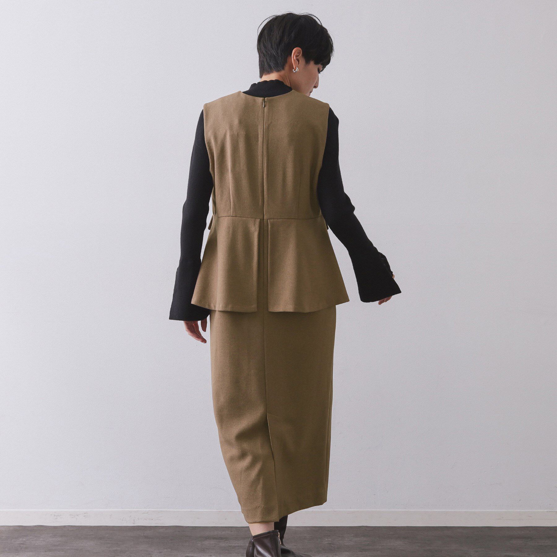 OPAQUE.CLIP「ペプラムデザインジャンパースカート【洗濯機OK】」|ワンピース|