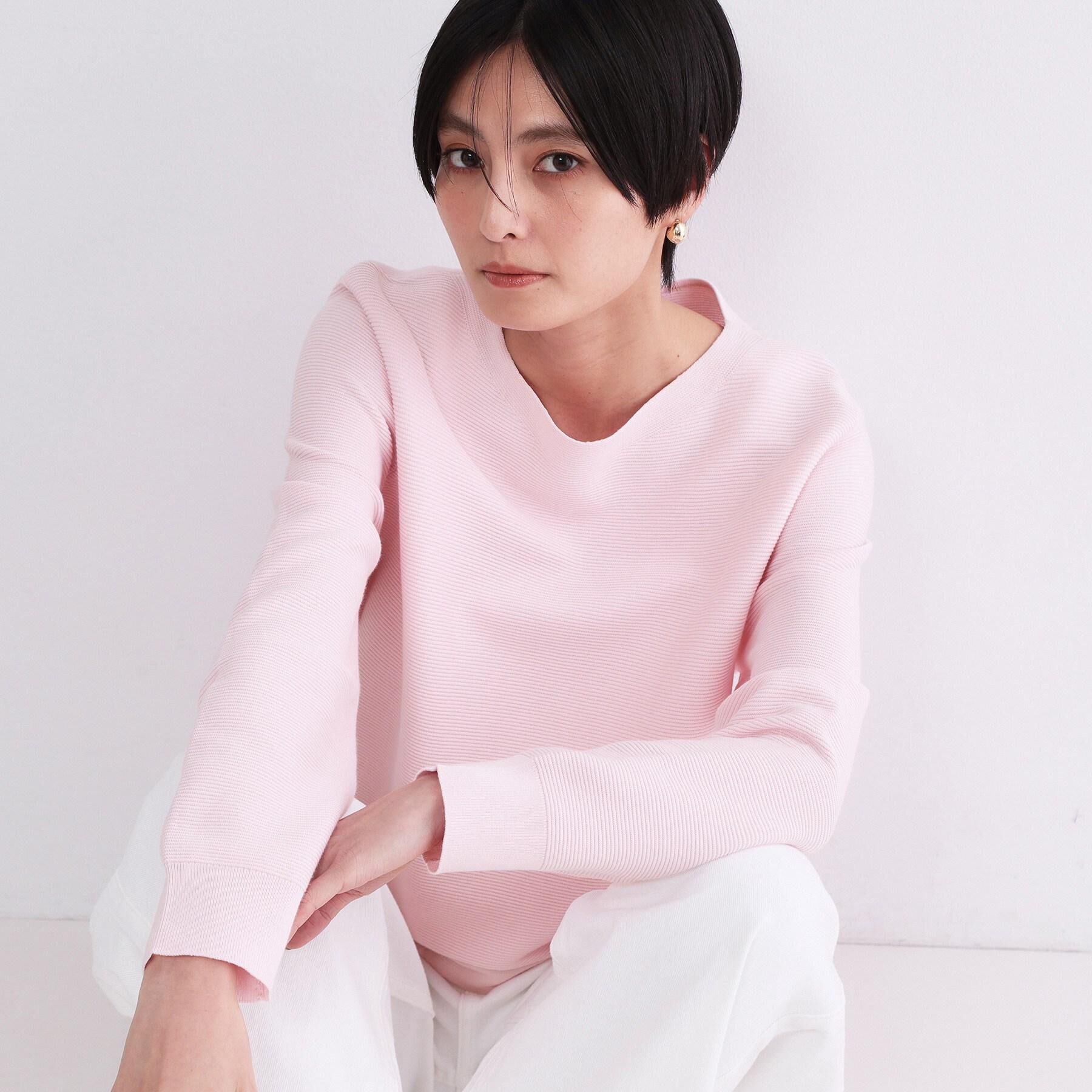 OPAQUE.CLIP「ボートネックガーターニット/オーガニックコットン混【洗濯機OK/UVケア】《6col》」|ニット・セーター|