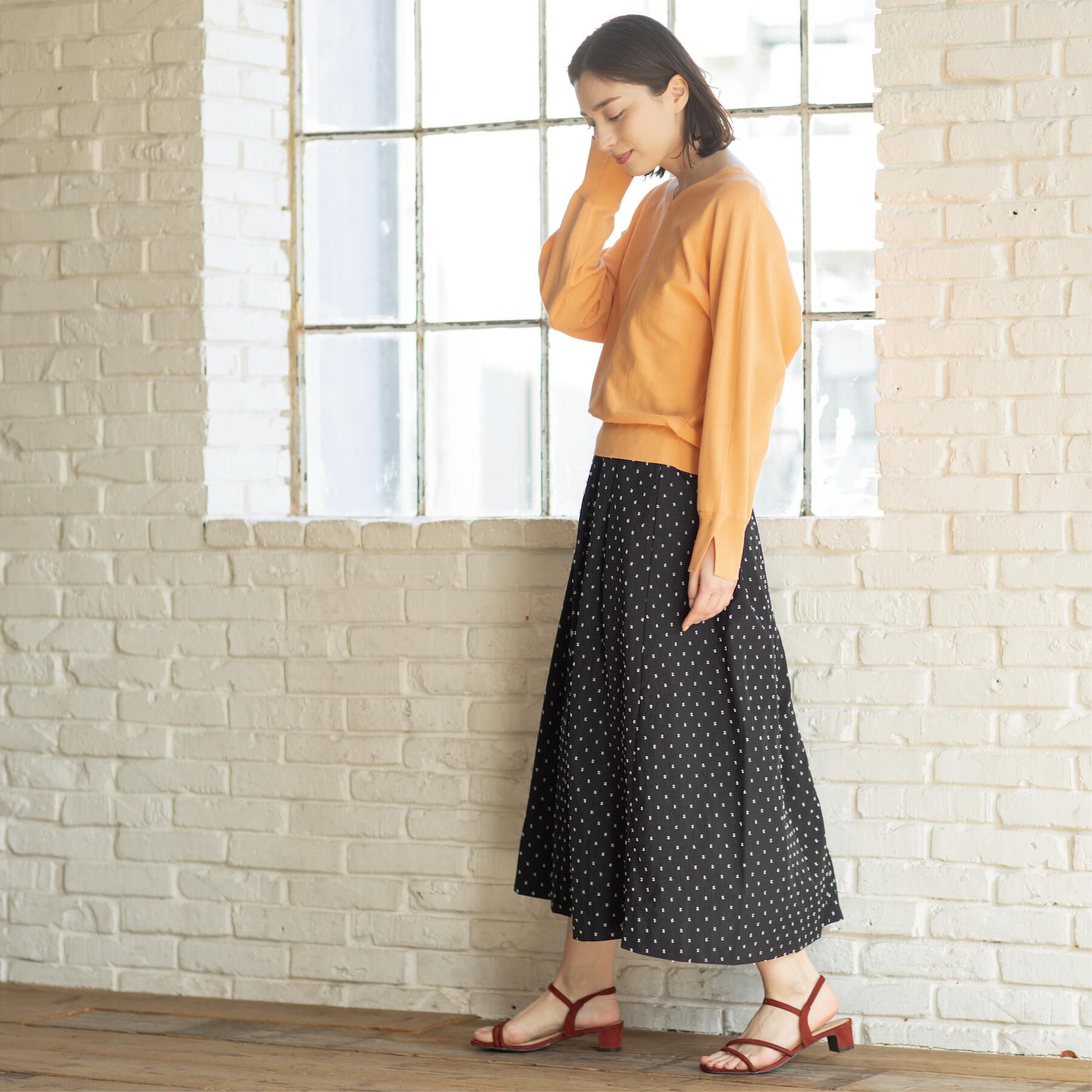 OPAQUE.CLIP「ドビードットタックフレアスカート【洗濯機OK】」|スカート|