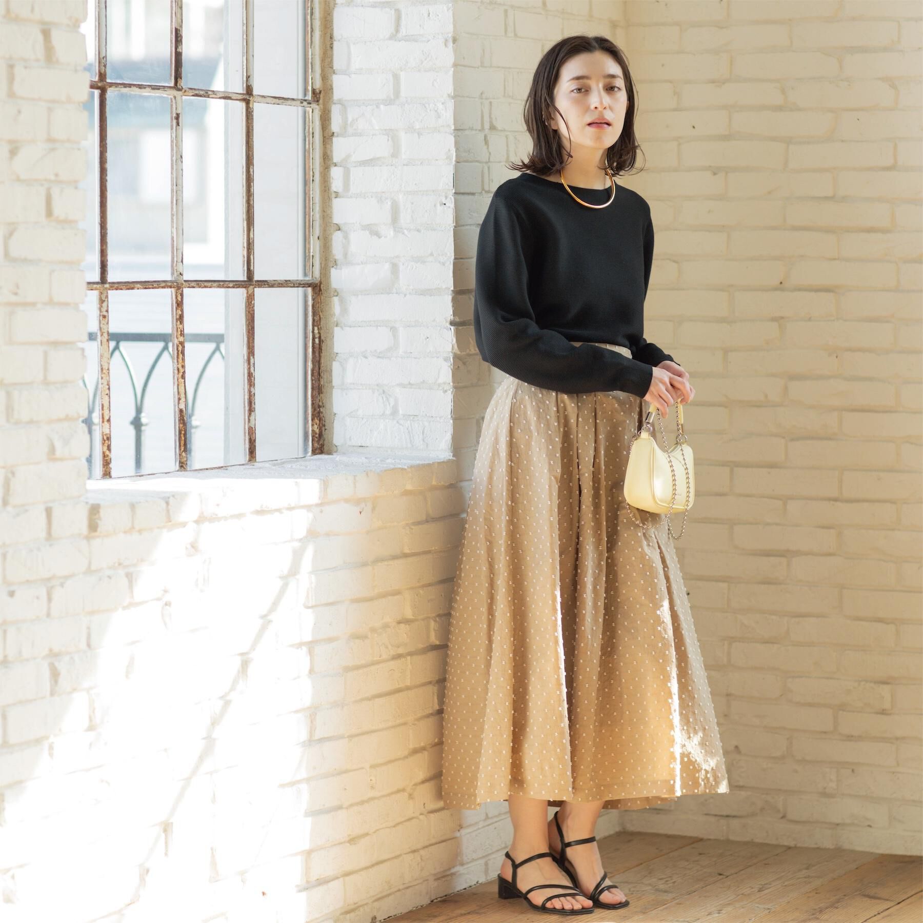 OPAQUE.CLIP「ドビードットタックフレアスカート【洗濯機OK】」|スカート|