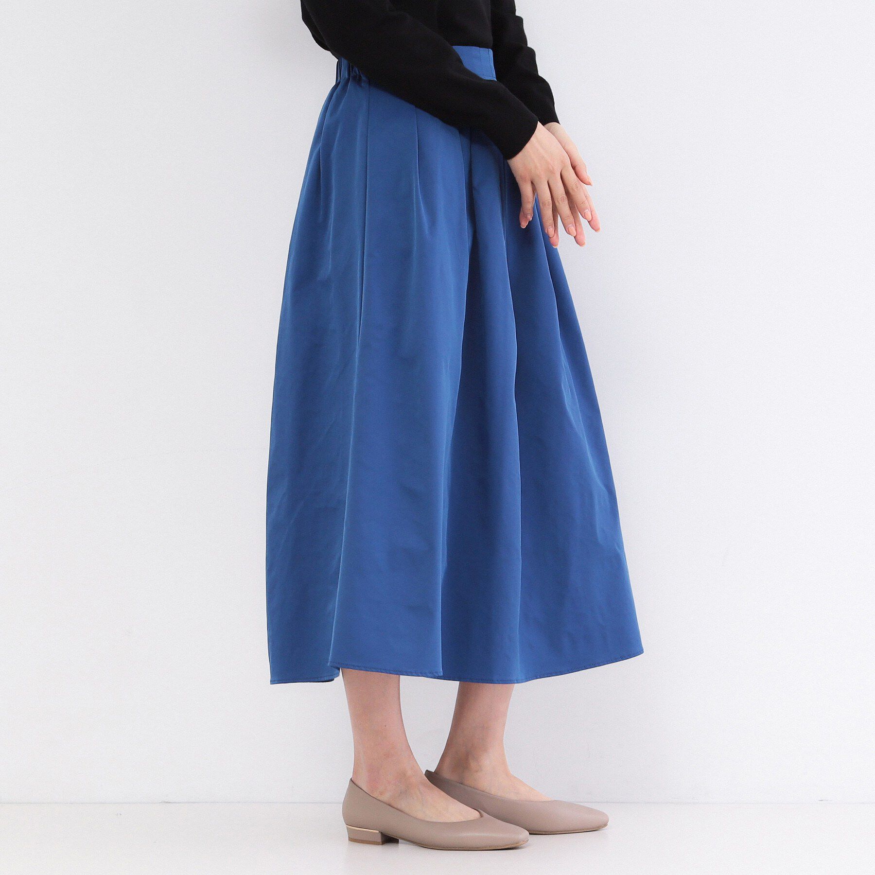 OPAQUE.CLIP「シャンブレータフタタックフレアスカート【洗濯機OK】」|スカート|