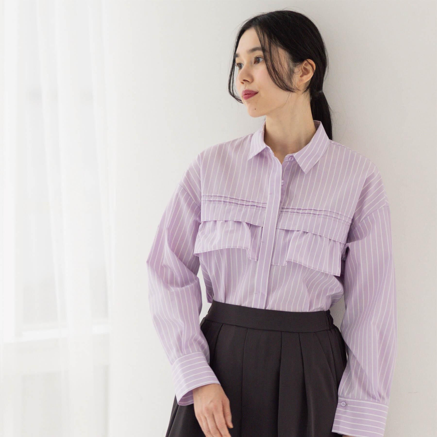 OPAQUE.CLIP「タックフリルシャツ【洗濯機OK】」|シャツ・ブラウス|