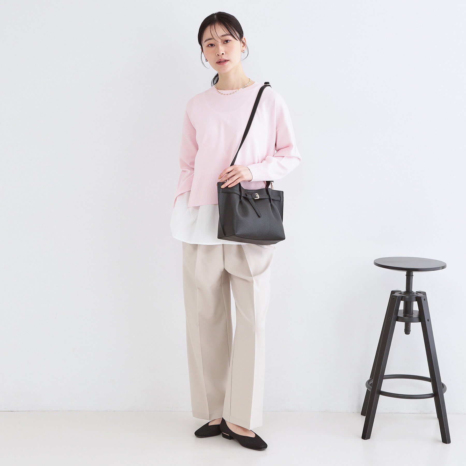 OPAQUE.CLIP「ベルトデザイン軽量シュリンク合皮ミドル」|トートバッグ|