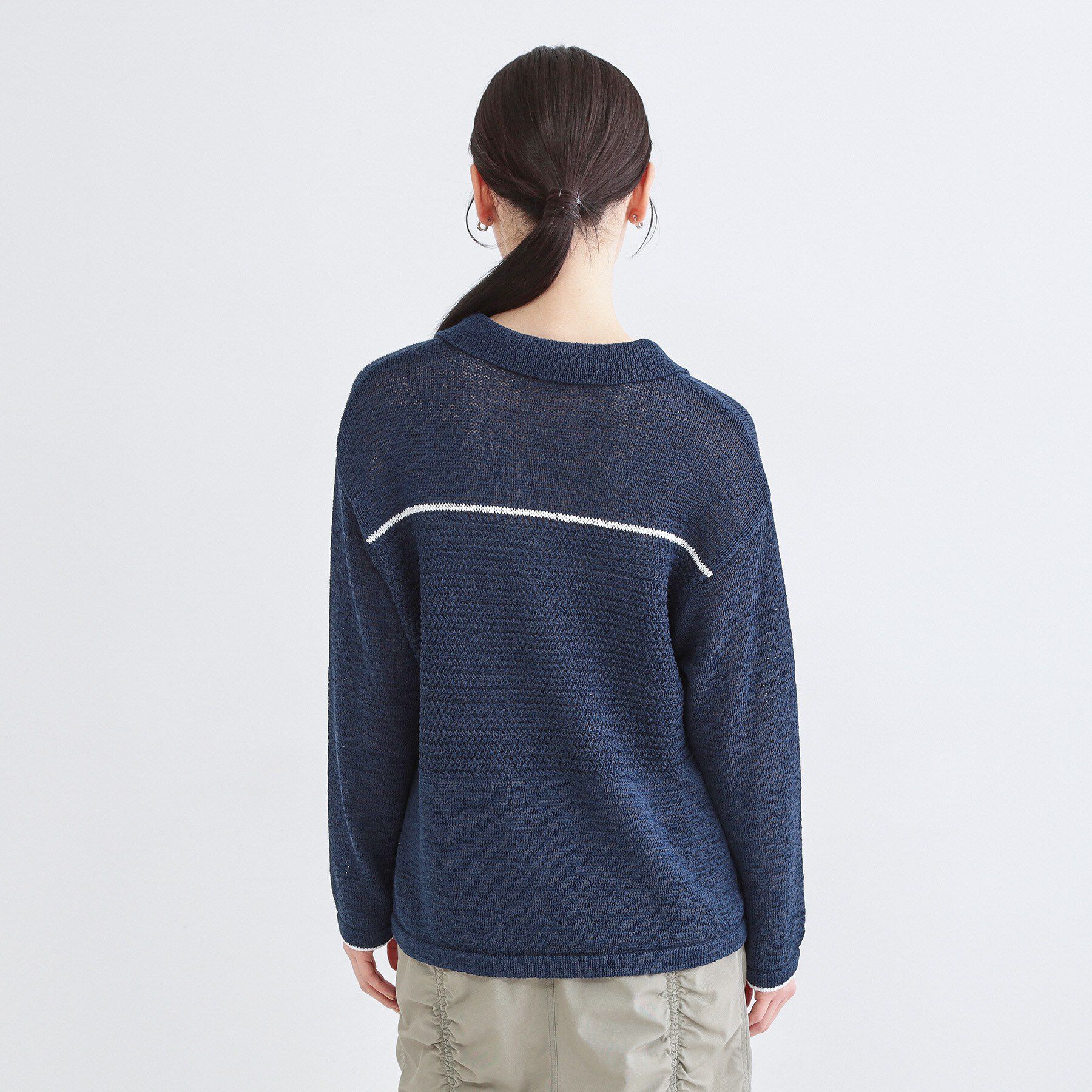 OPAQUE.CLIP「テープヤーンキーネックニット【洗濯機OK】」|ニット・セーター|