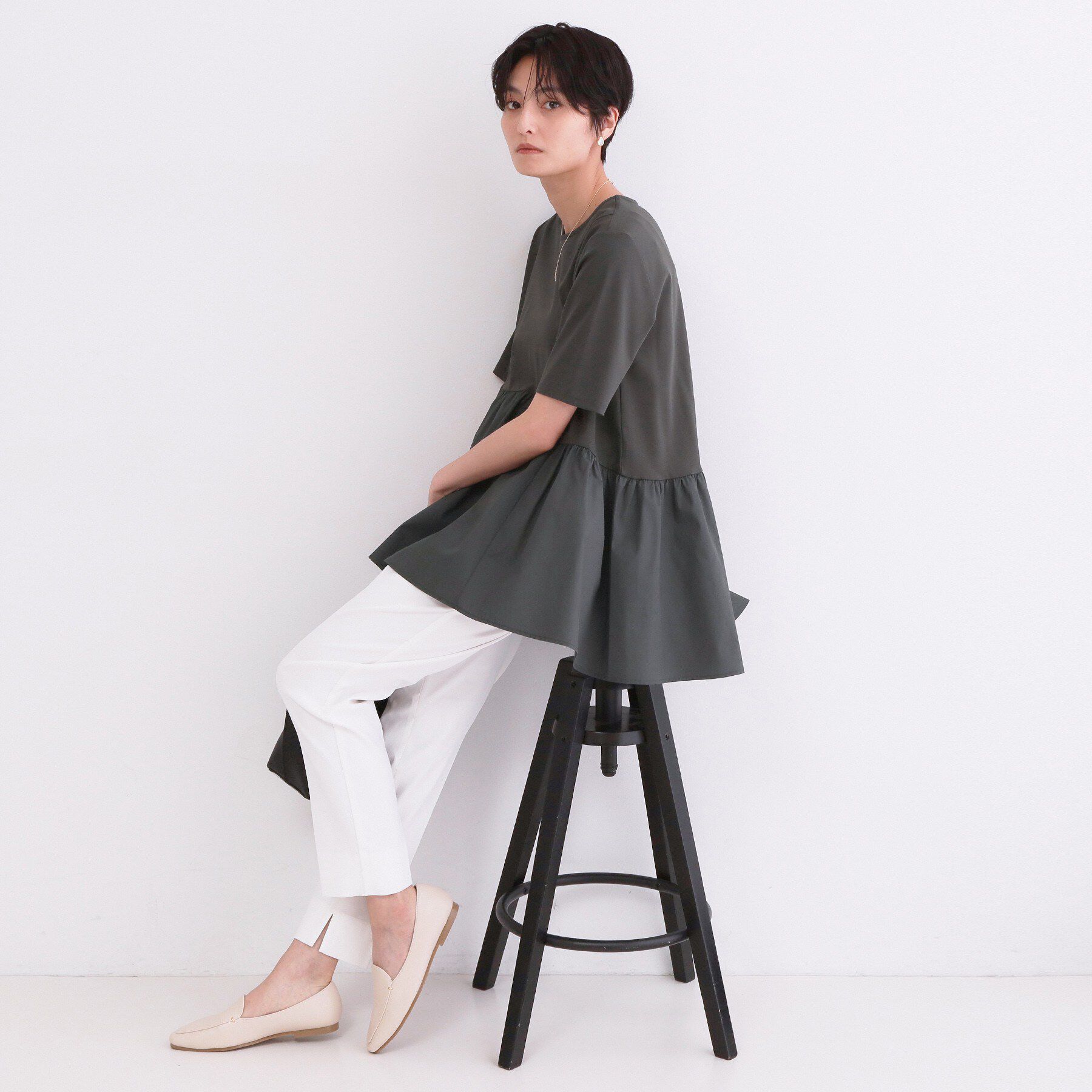 OPAQUE.CLIP「ペプラムドッキングカットソー【洗濯機OK】」|Tシャツ・カットソー|