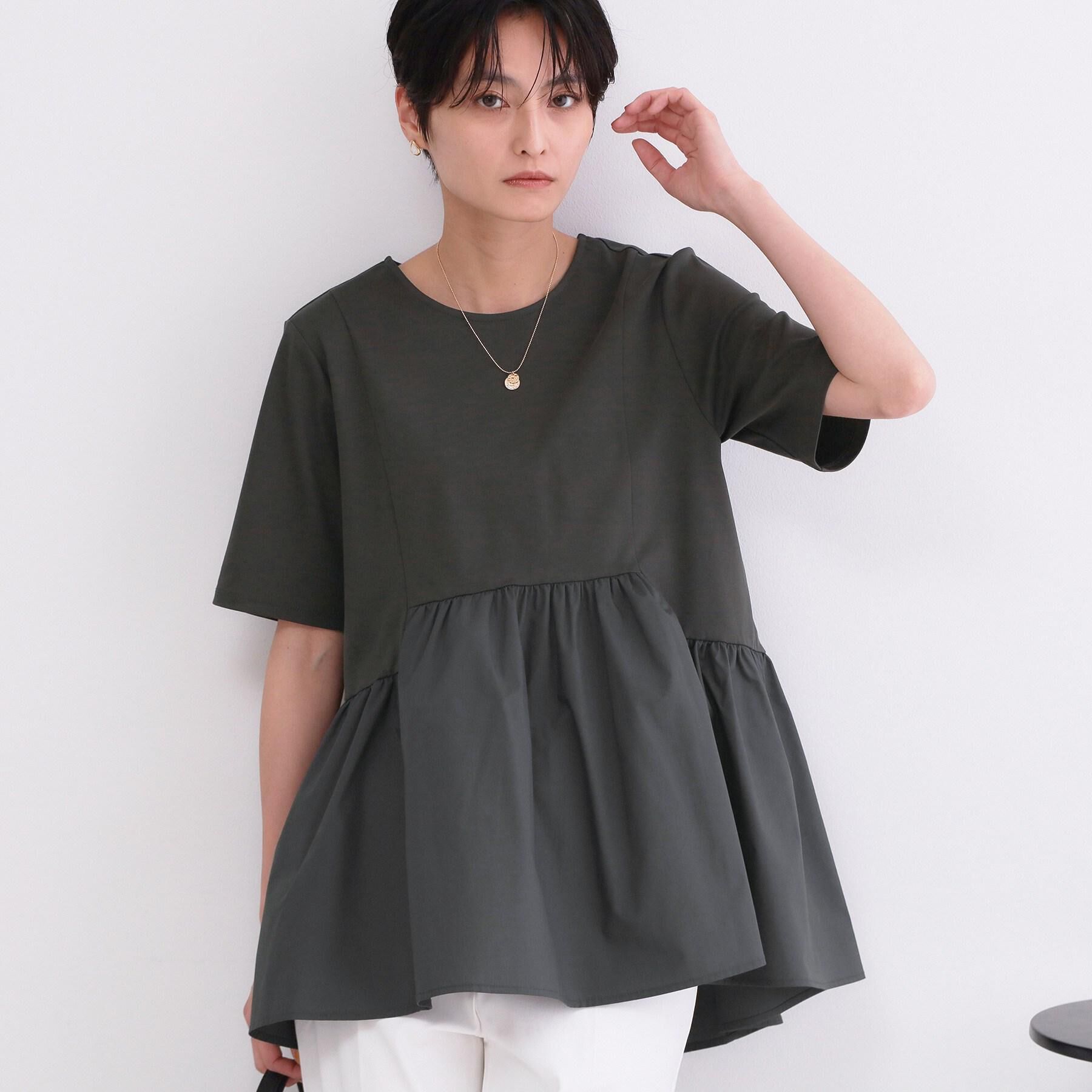 OPAQUE.CLIP「ペプラムドッキングカットソー【洗濯機OK】」|Tシャツ・カットソー|