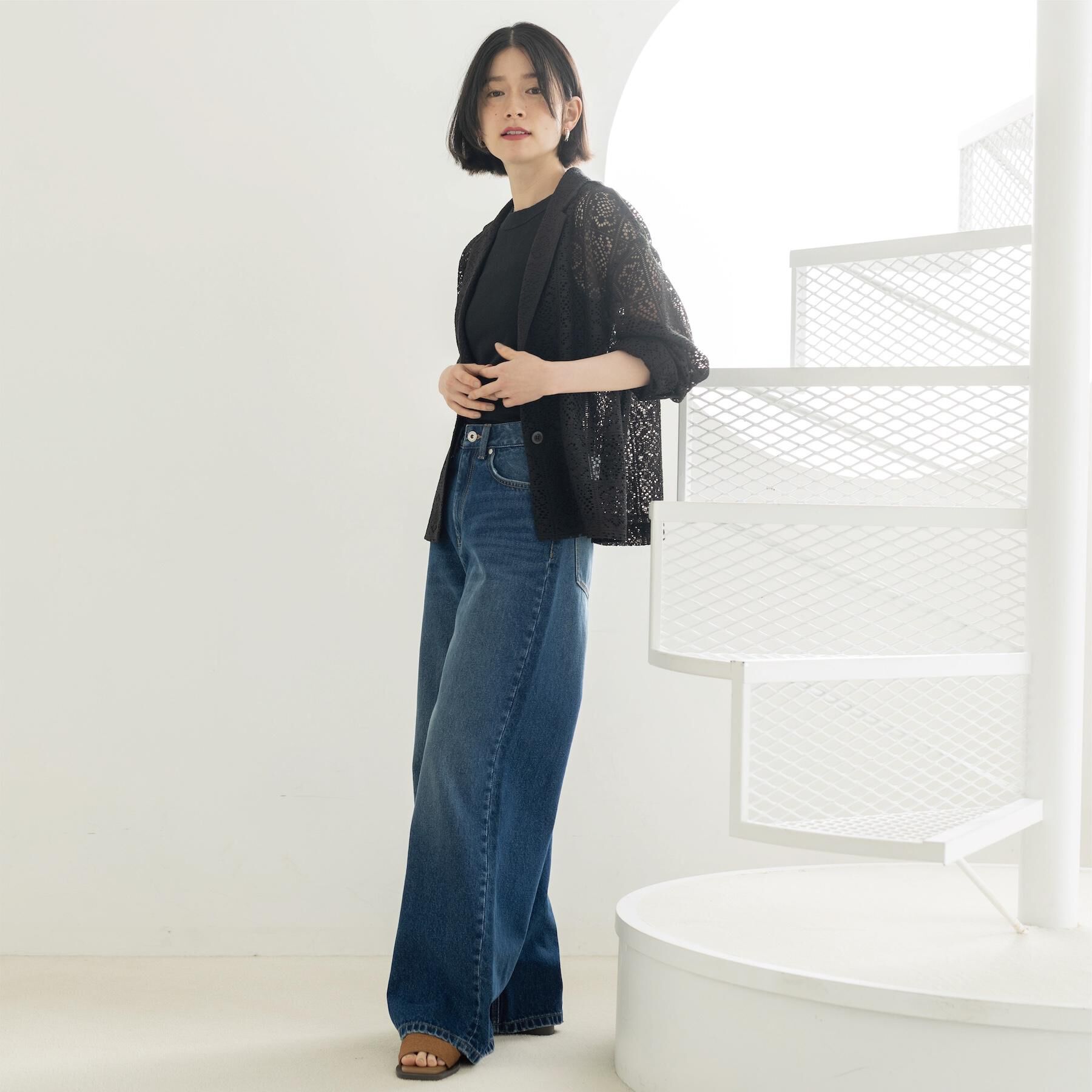 OPAQUE.CLIP「レーステーラードジャケット【洗濯機OK】」|テーラードジャケット|