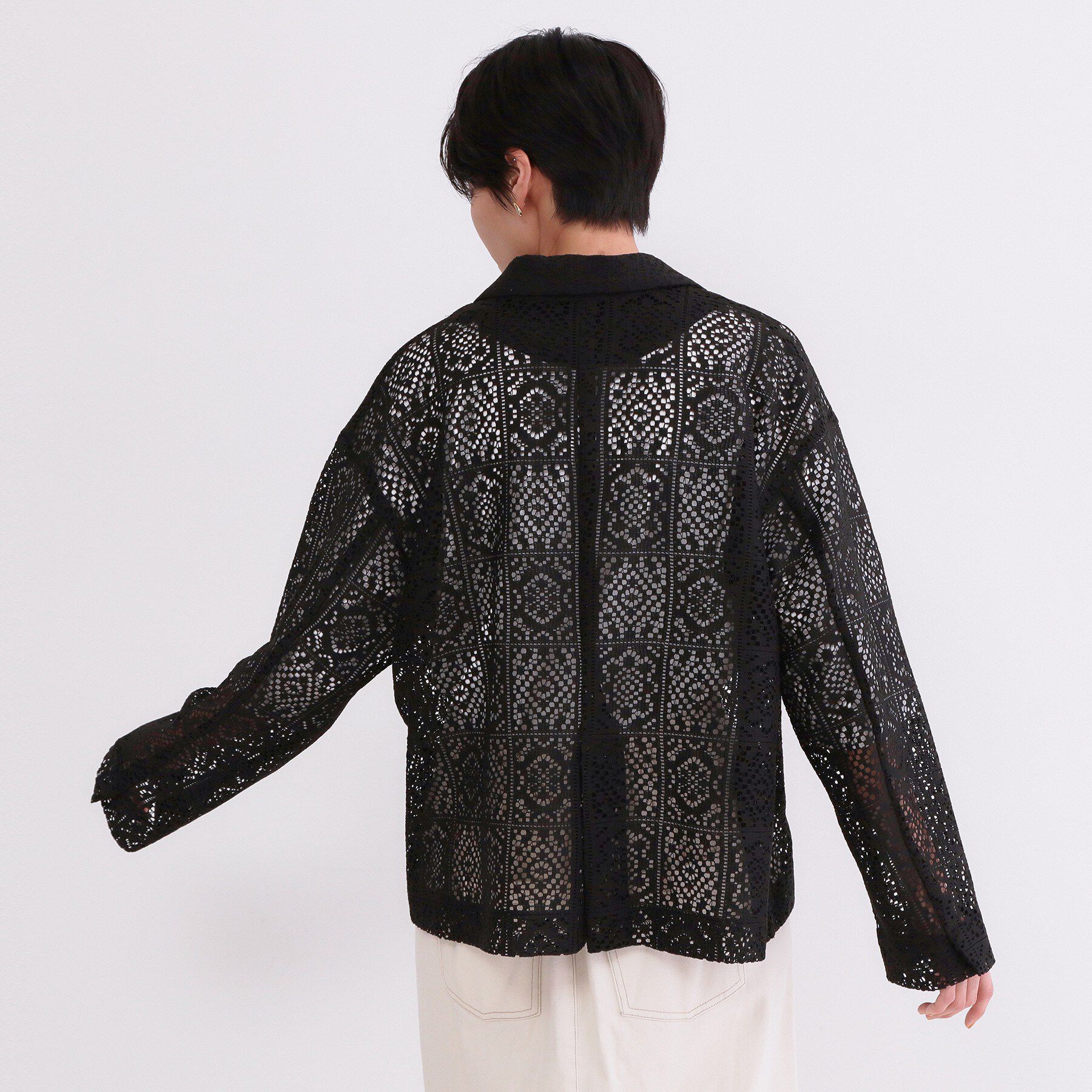 OPAQUE.CLIP「レーステーラードジャケット【洗濯機OK】」|テーラードジャケット|