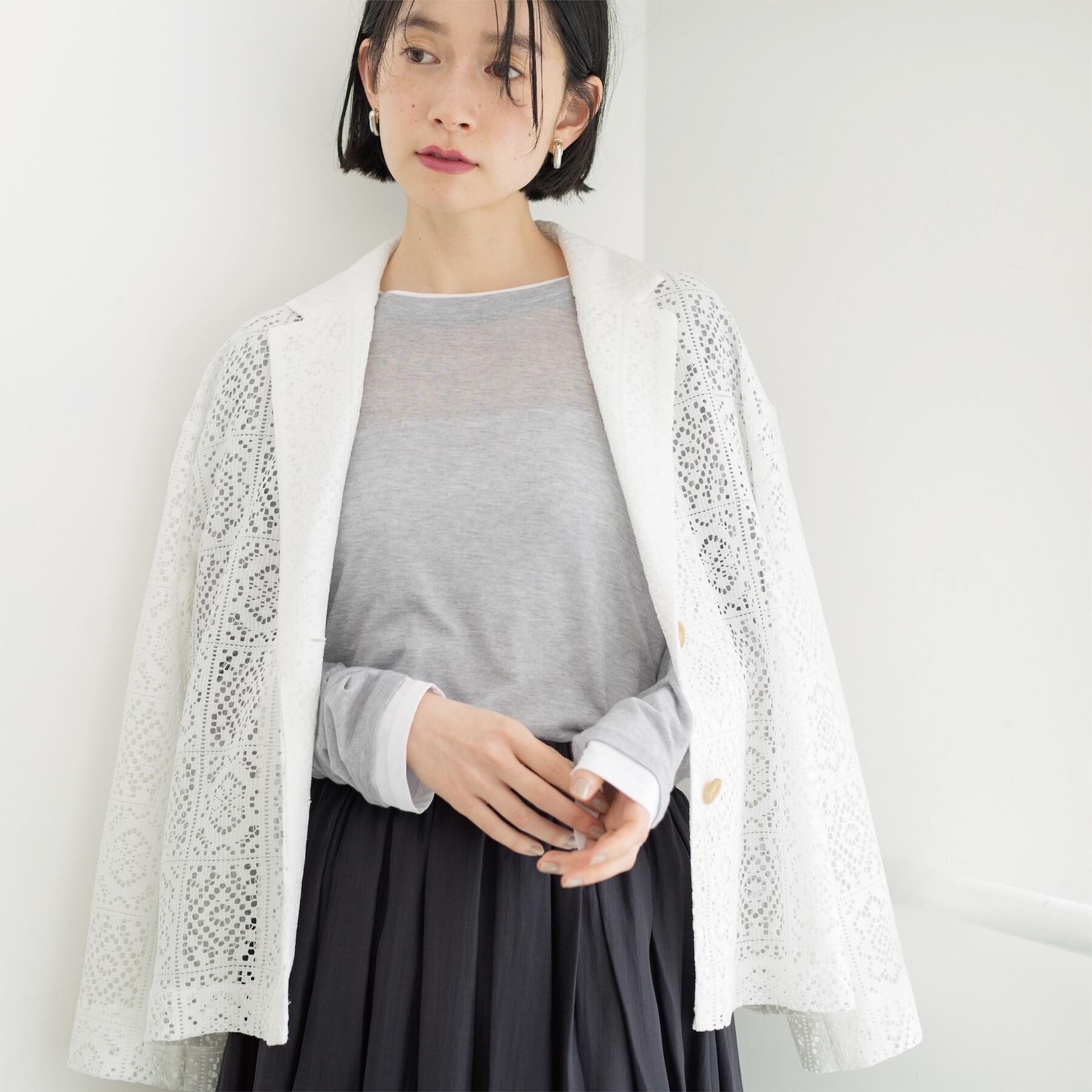 OPAQUE.CLIP「レーステーラードジャケット【洗濯機OK】」|テーラードジャケット|