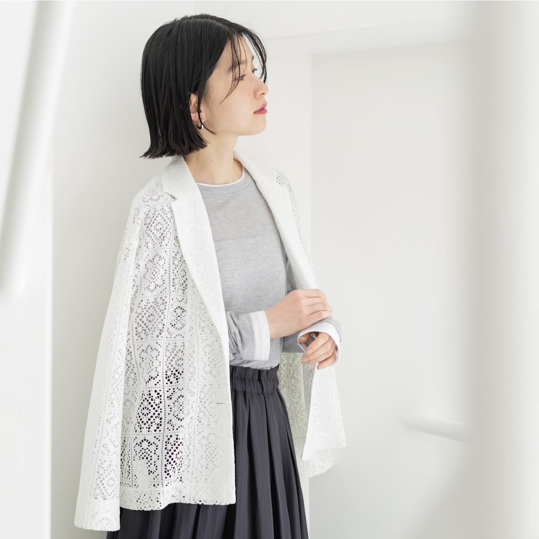 OPAQUE.CLIP「レーステーラードジャケット【洗濯機OK】」|テーラードジャケット|