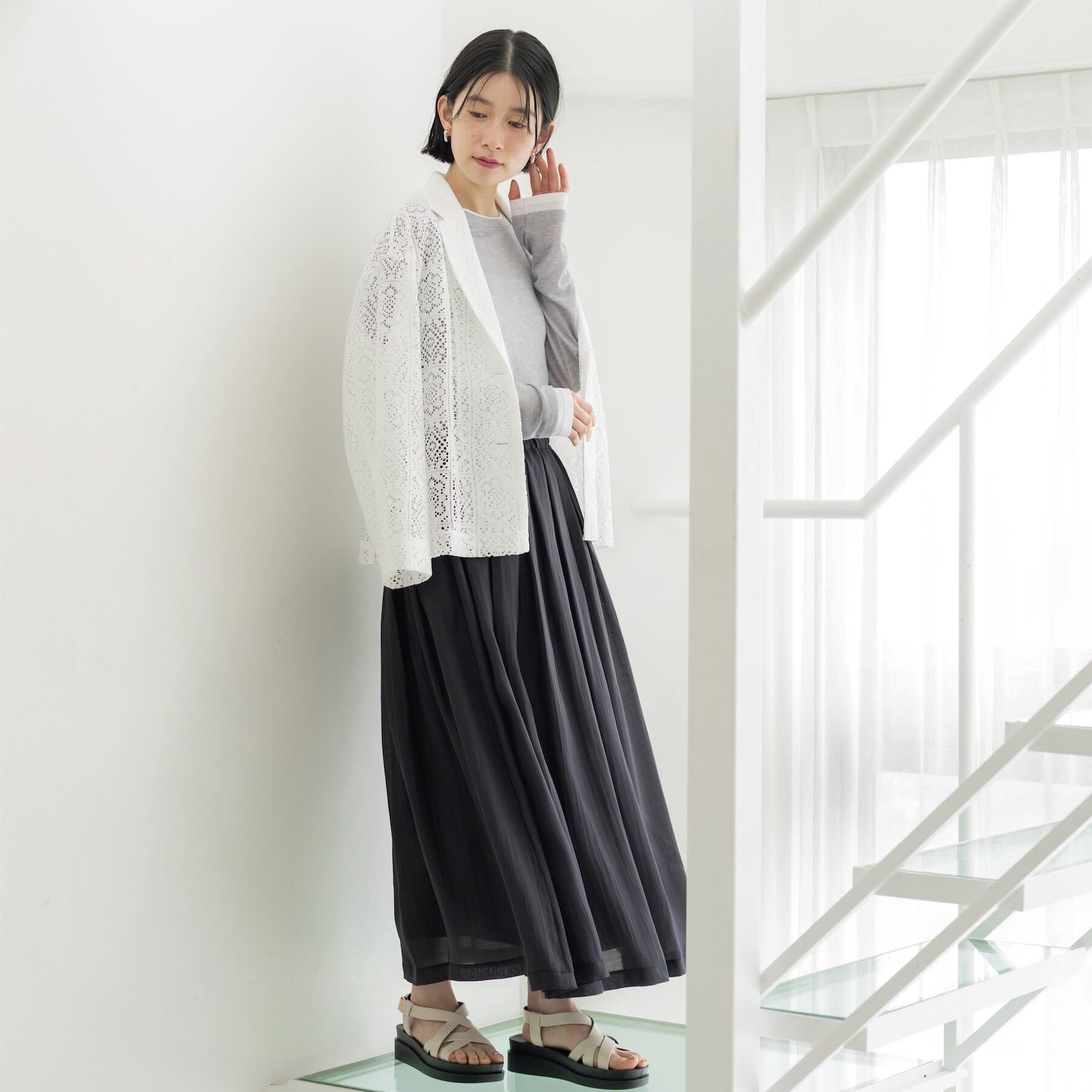 OPAQUE.CLIP「レーステーラードジャケット【洗濯機OK】」|テーラードジャケット|