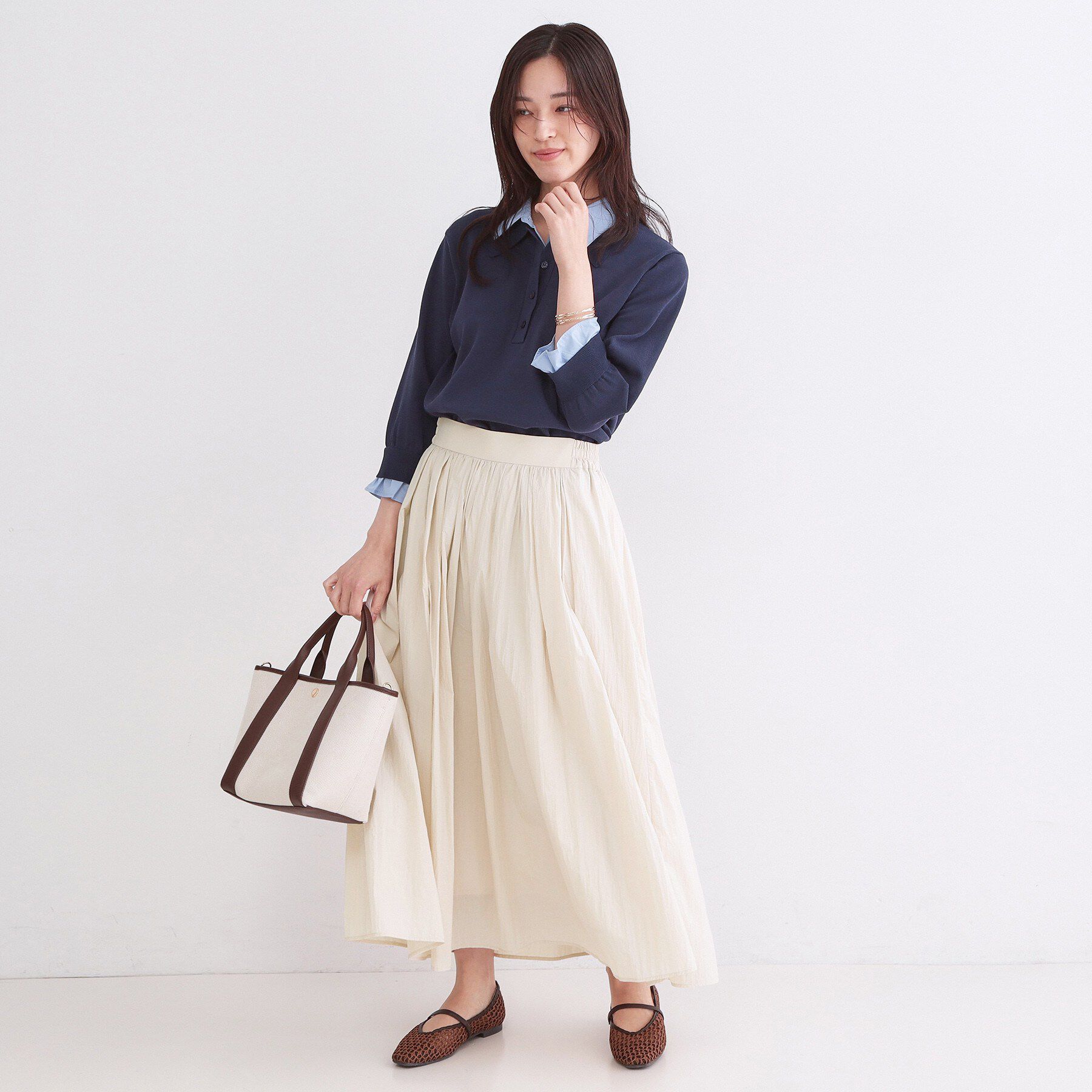 OPAQUE.CLIP「シアーヴィンテージイージーフレアスカート【洗濯機OK】」|スカート|