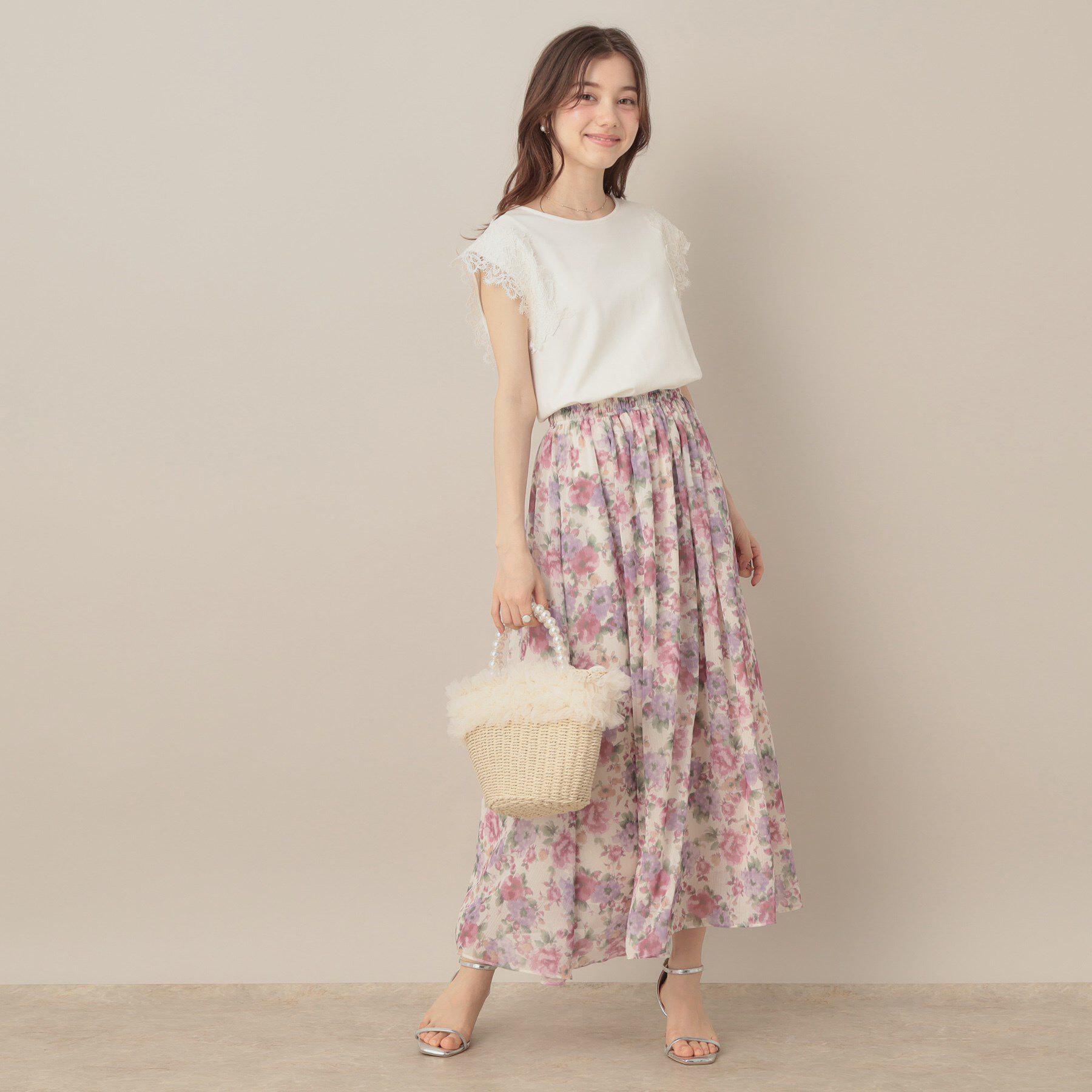 Couture broach「【マシンウォッシャブル・UVケア・接触冷感】フレンチ肩レースカットソー」|Tシャツ・カットソー|